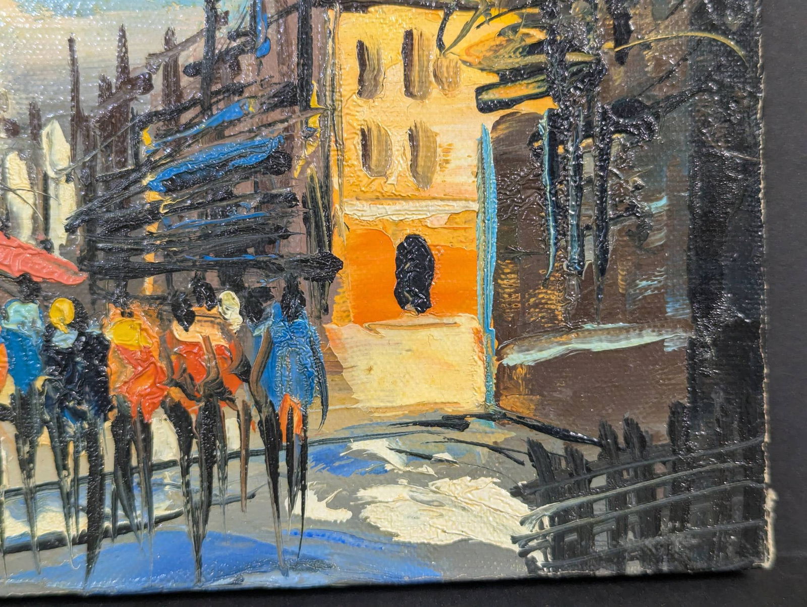 Oil Painting Depicting Street Scene by J Douchet - 5