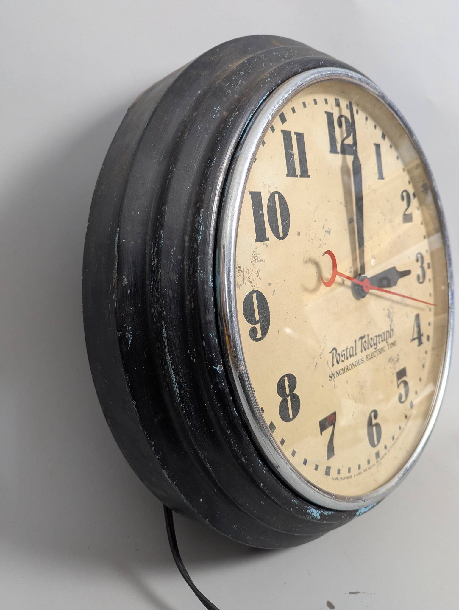 Art Deco Hammond Postal Telegraph Synchronous Electric Wall Clock - 8