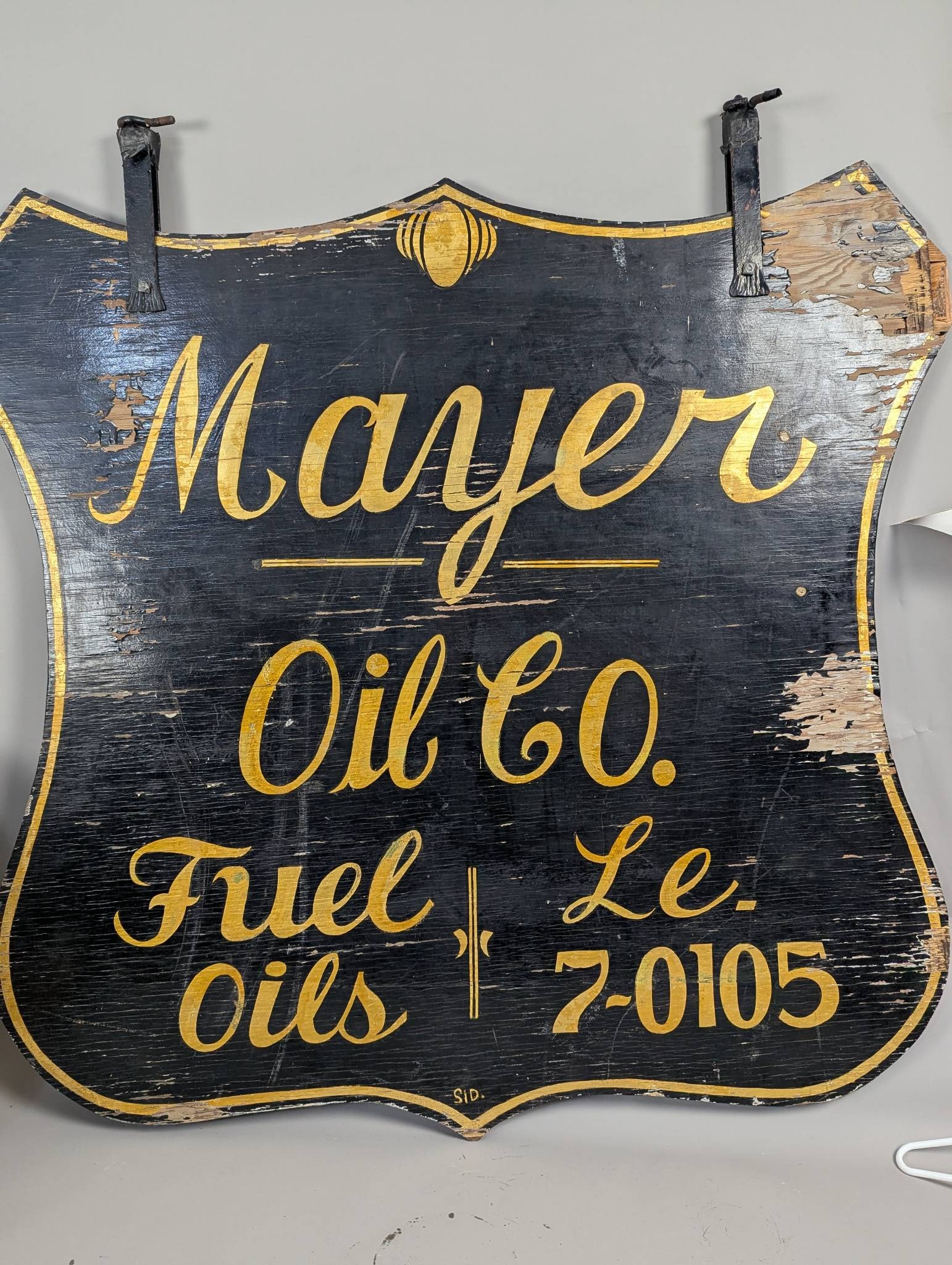 Antique Hand Painted Double Sided Mayer Oil Co Wood Sign - 2