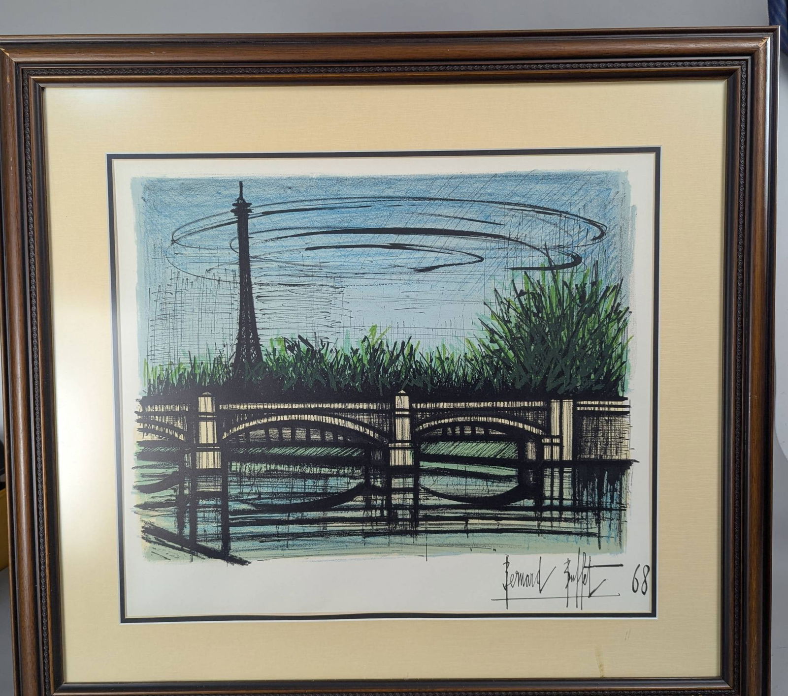 1968 Bernard Buffet Lithograph Depicting Parisian Landscape With Eiffel Tower (1 of 10)
