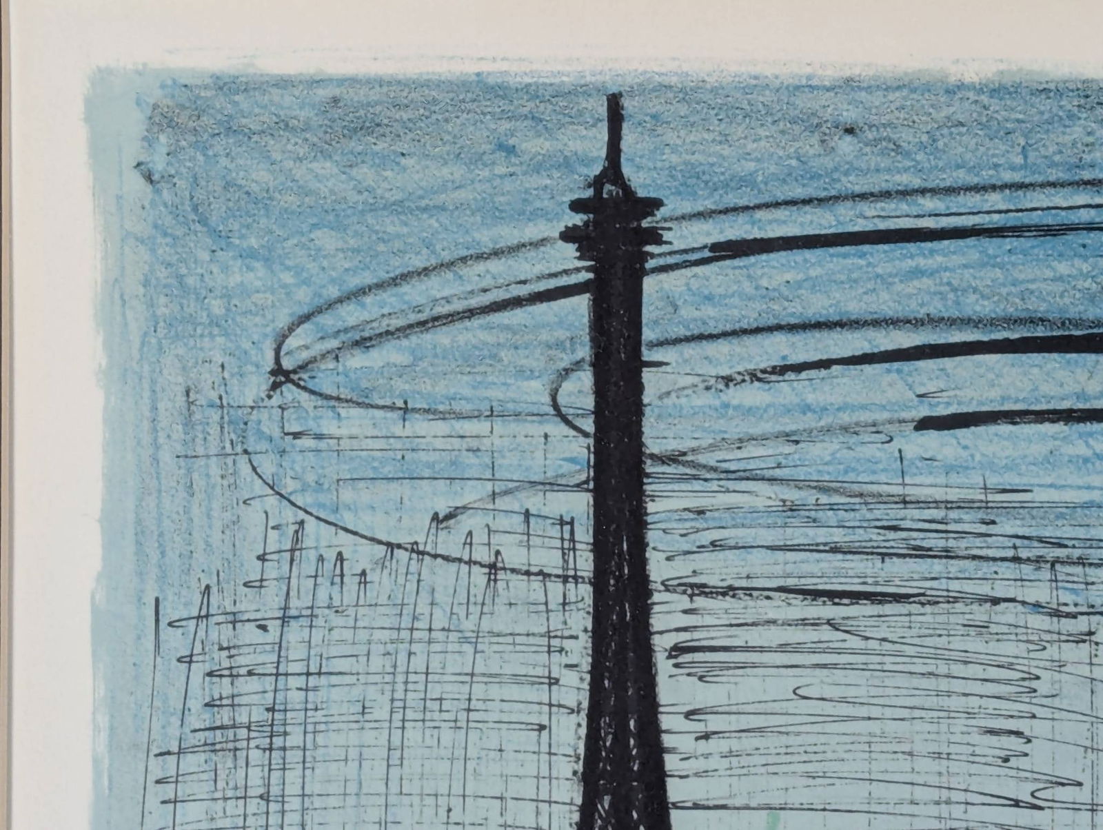 1968 Bernard Buffet Lithograph Depicting Parisian Landscape With Eiffel Tower - 3