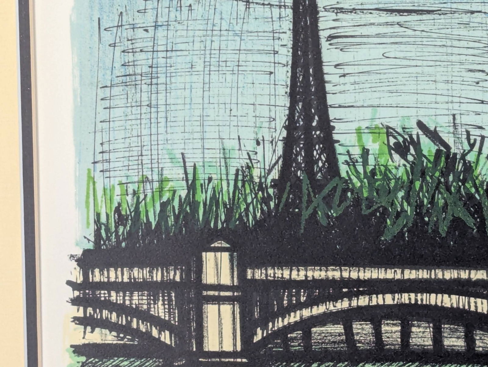 1968 Bernard Buffet Lithograph Depicting Parisian Landscape With Eiffel Tower - 5