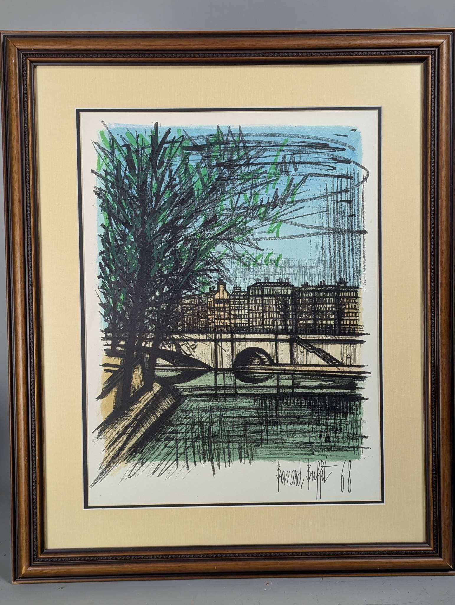 Bernard Buffet Lithograph Print Depicting Bridge Over Seine River in Paris (1 of 10)