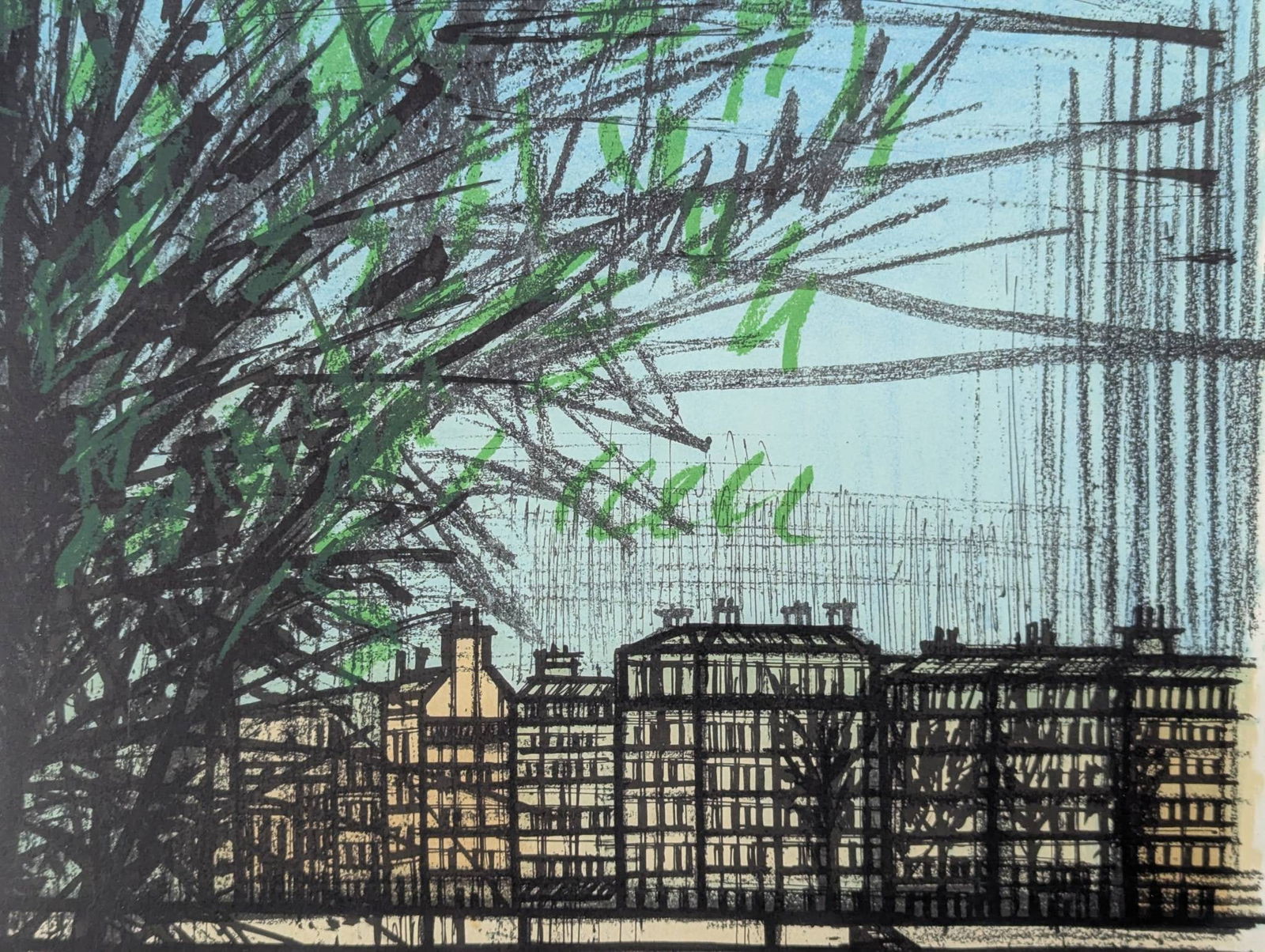 Bernard Buffet Lithograph Print Depicting Bridge Over Seine River in Paris - 6