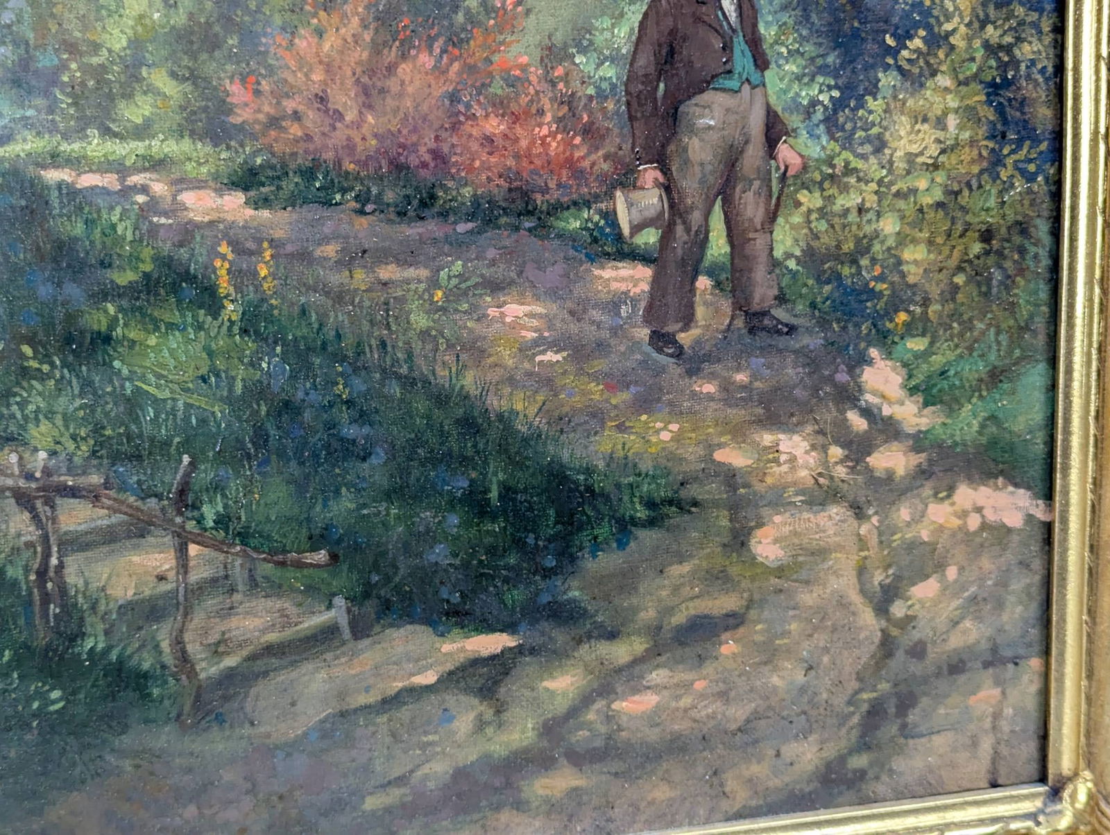 Oil Painting Signed L Ajos Depicting Franz Schubert on a Path - 10