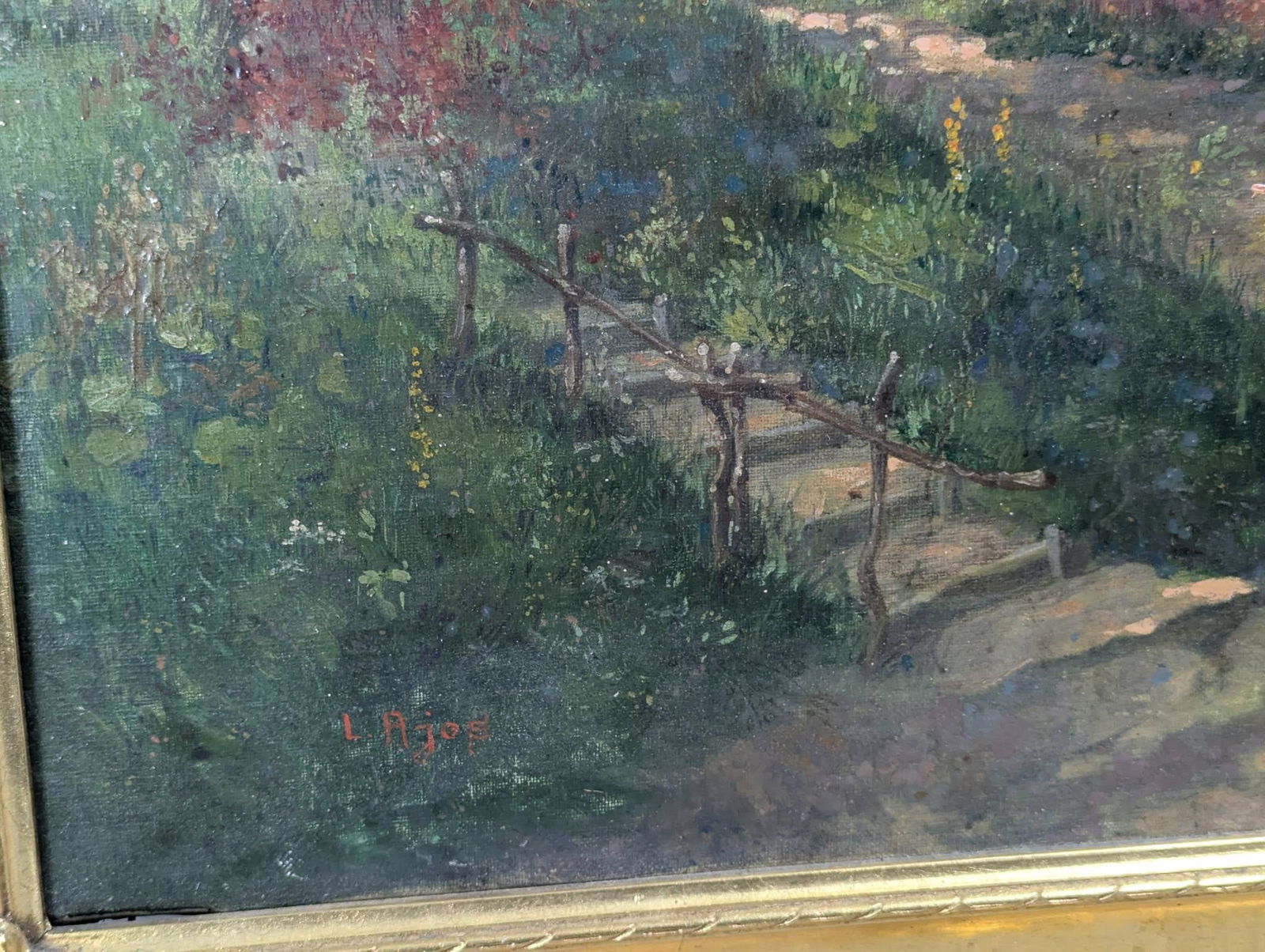 Oil Painting Signed L Ajos Depicting Franz Schubert on a Path - 9