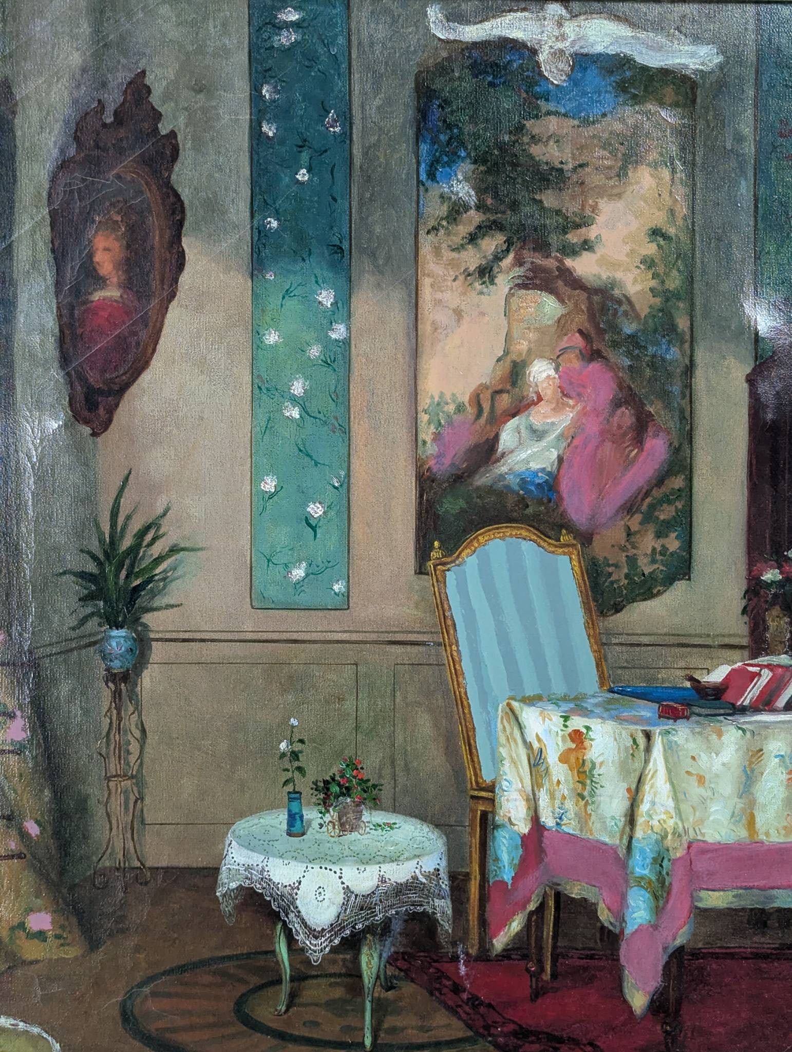 Signed G Brody Haig Oil Painting Depicting Indoor Scene with Furnishings - 2