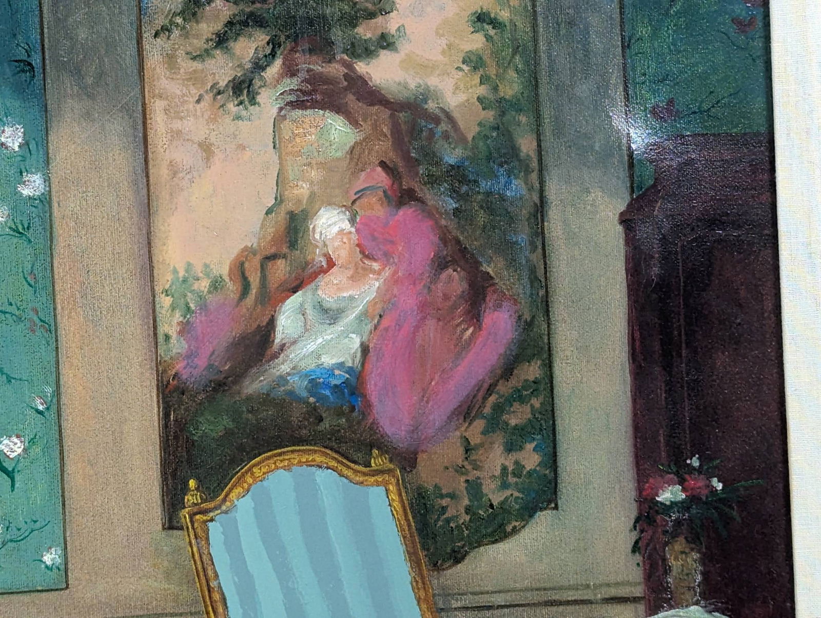 Signed G Brody Haig Oil Painting Depicting Indoor Scene with Furnishings - 6