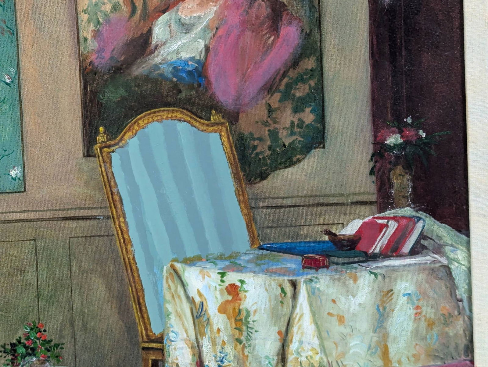 Signed G Brody Haig Oil Painting Depicting Indoor Scene with Furnishings - 8