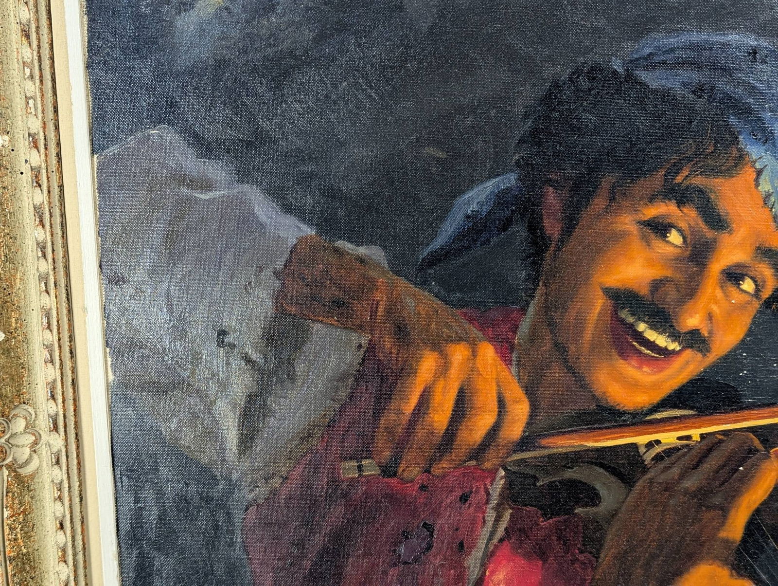 Oil Painting of Fiddler Signed Fritz Muller - 5