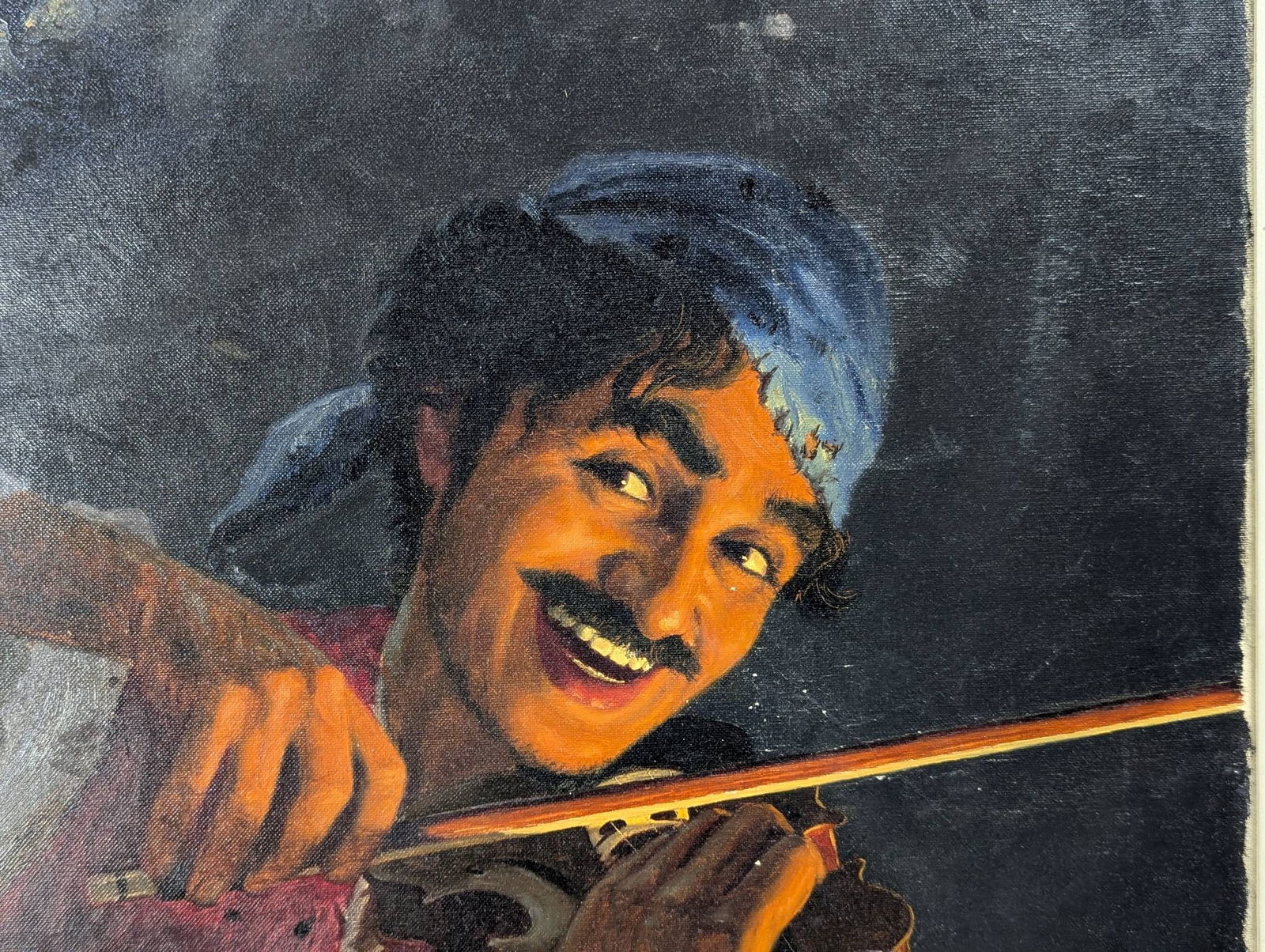 Oil Painting of Fiddler Signed Fritz Muller - 6