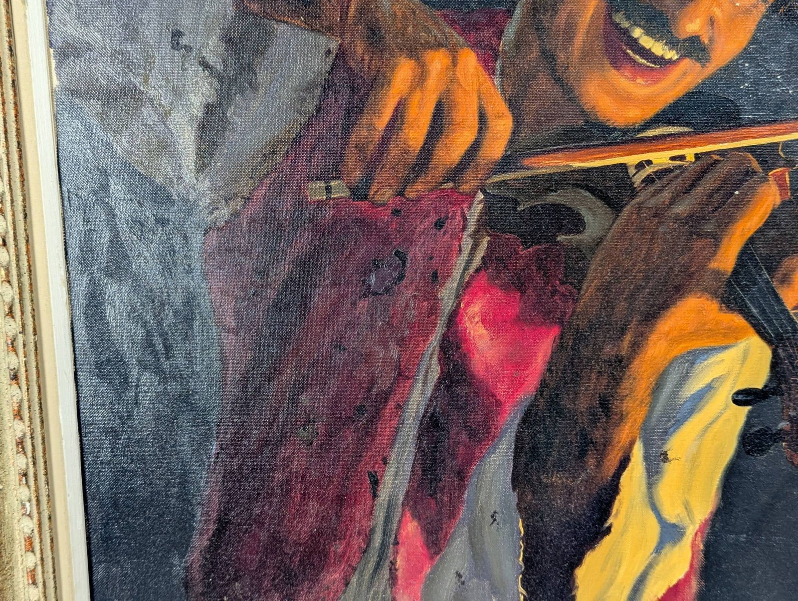 Oil Painting of Fiddler Signed Fritz Muller - 7