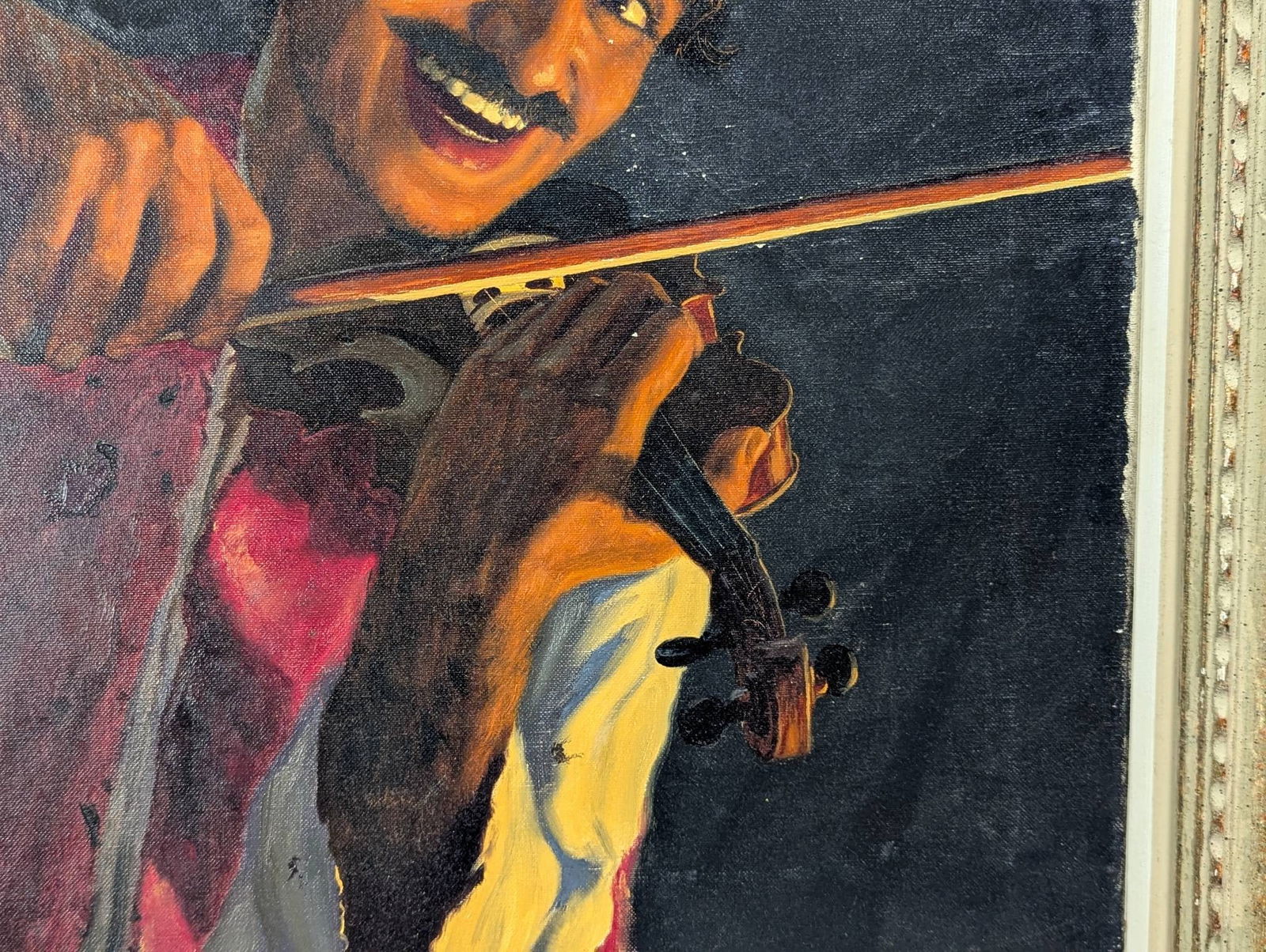 Oil Painting of Fiddler Signed Fritz Muller - 8