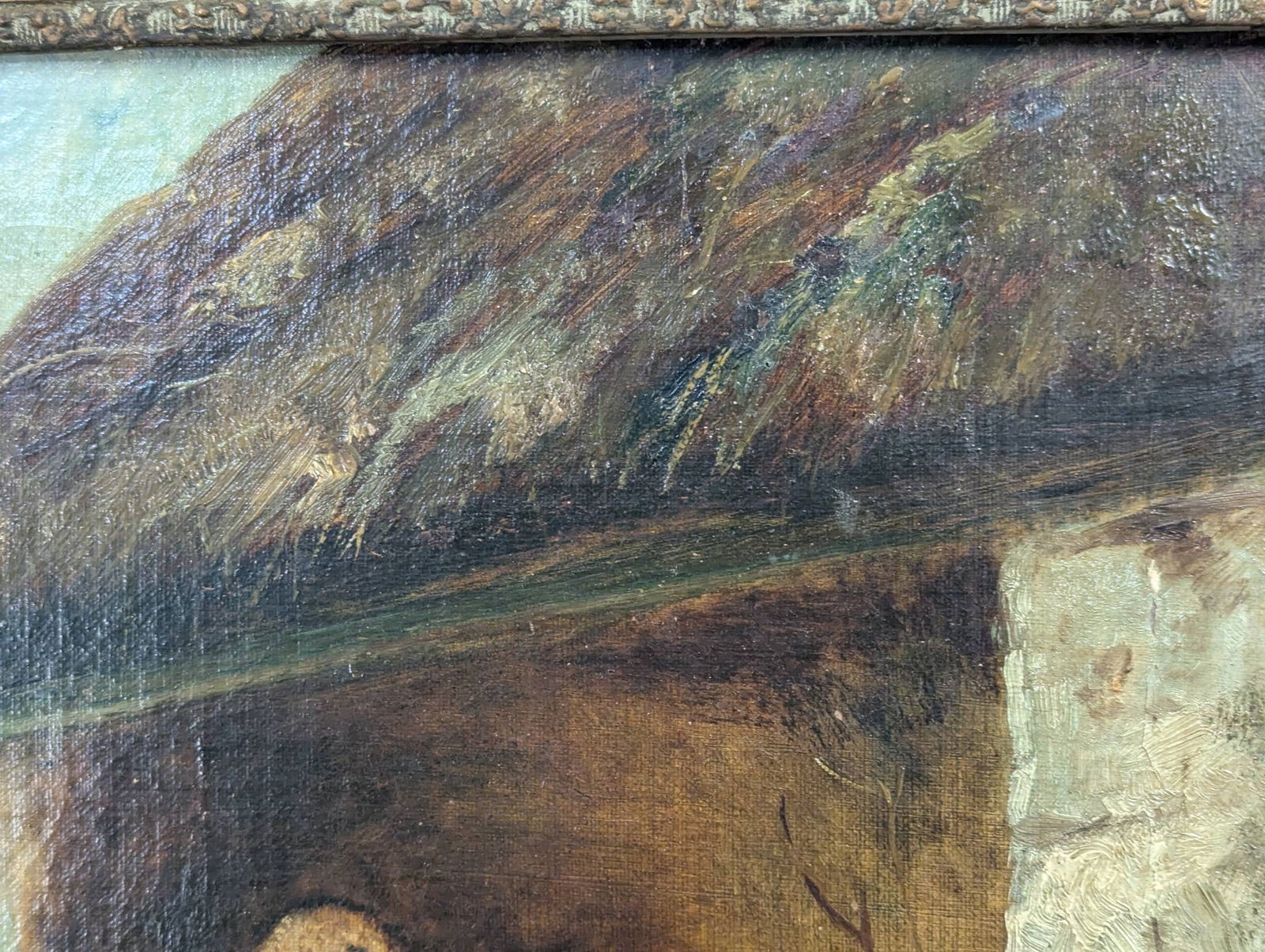 The Pet Donkey by John Locker Depicting Children With a Donkey in Rustic Scene - 4