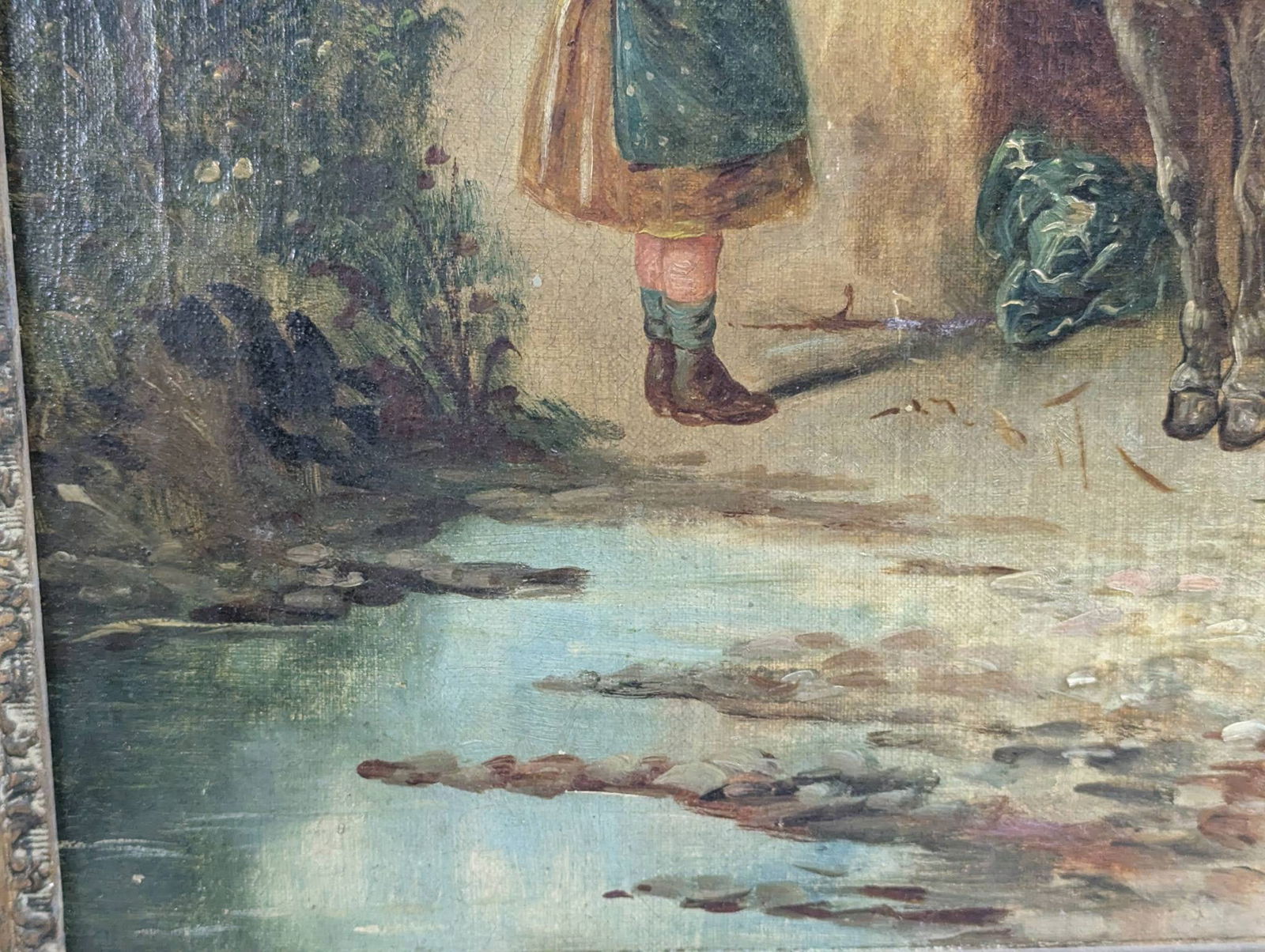 The Pet Donkey by John Locker Depicting Children With a Donkey in Rustic Scene - 9