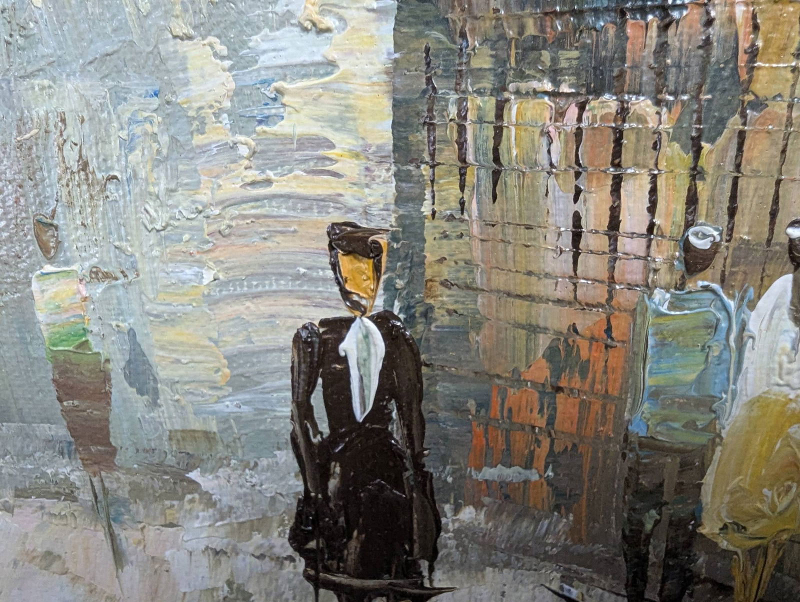 Impressionist Oil on Canvas Painting by Rossini Depicting Street Scene - 10