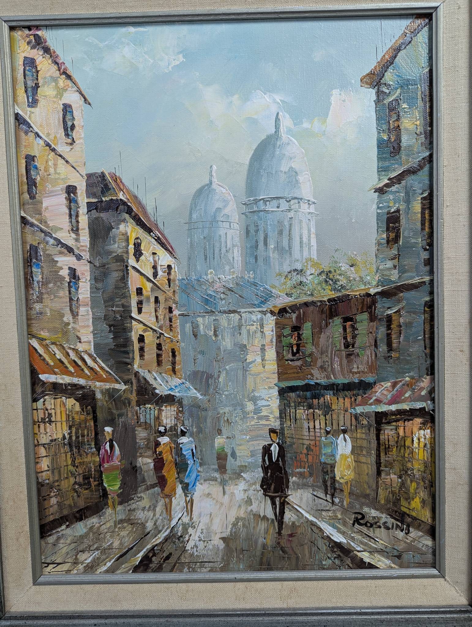 Impressionist Oil on Canvas Painting by Rossini Depicting Street Scene - 2
