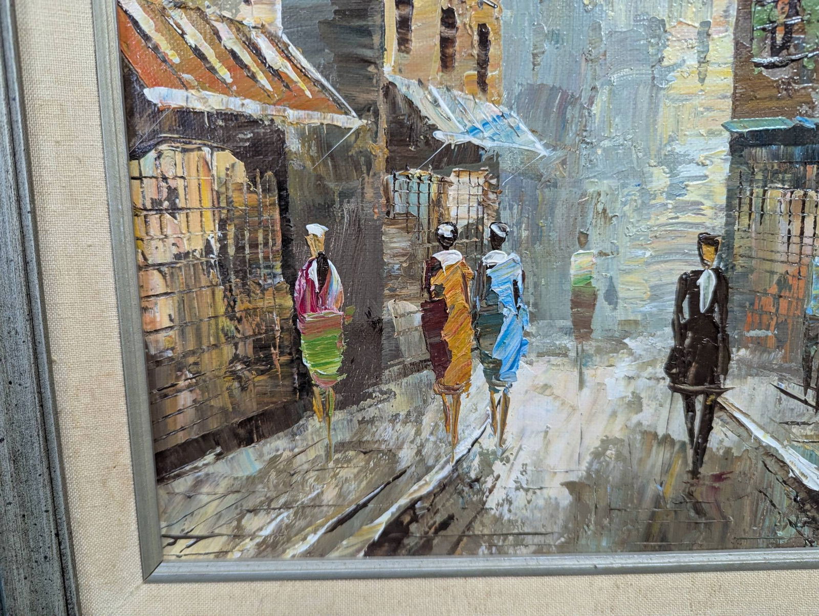 Impressionist Oil on Canvas Painting by Rossini Depicting Street Scene - 7