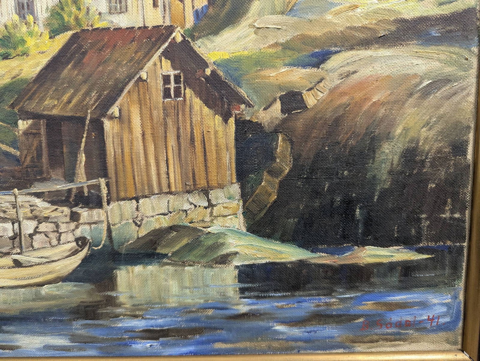 1941 Landscape Painting Signed B Sodal Depicting a Rustic Scene - 11