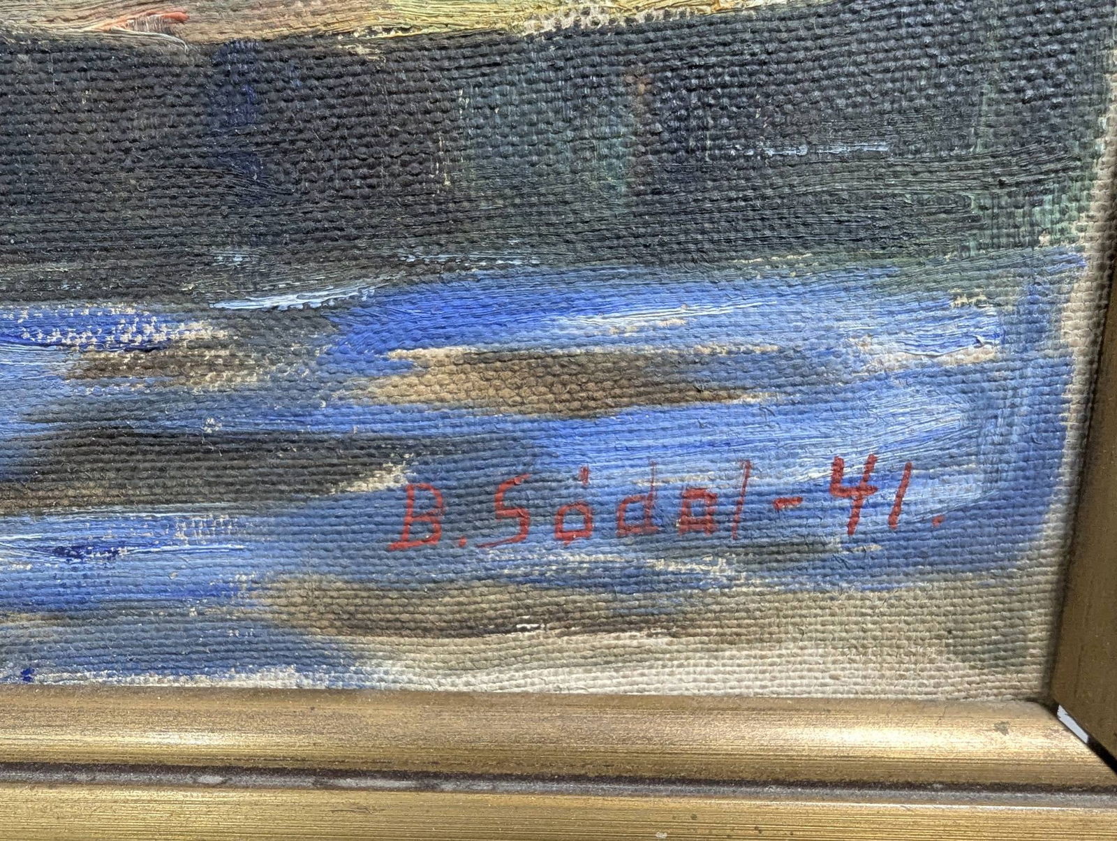 1941 Landscape Painting Signed B Sodal Depicting a Rustic Scene - 12