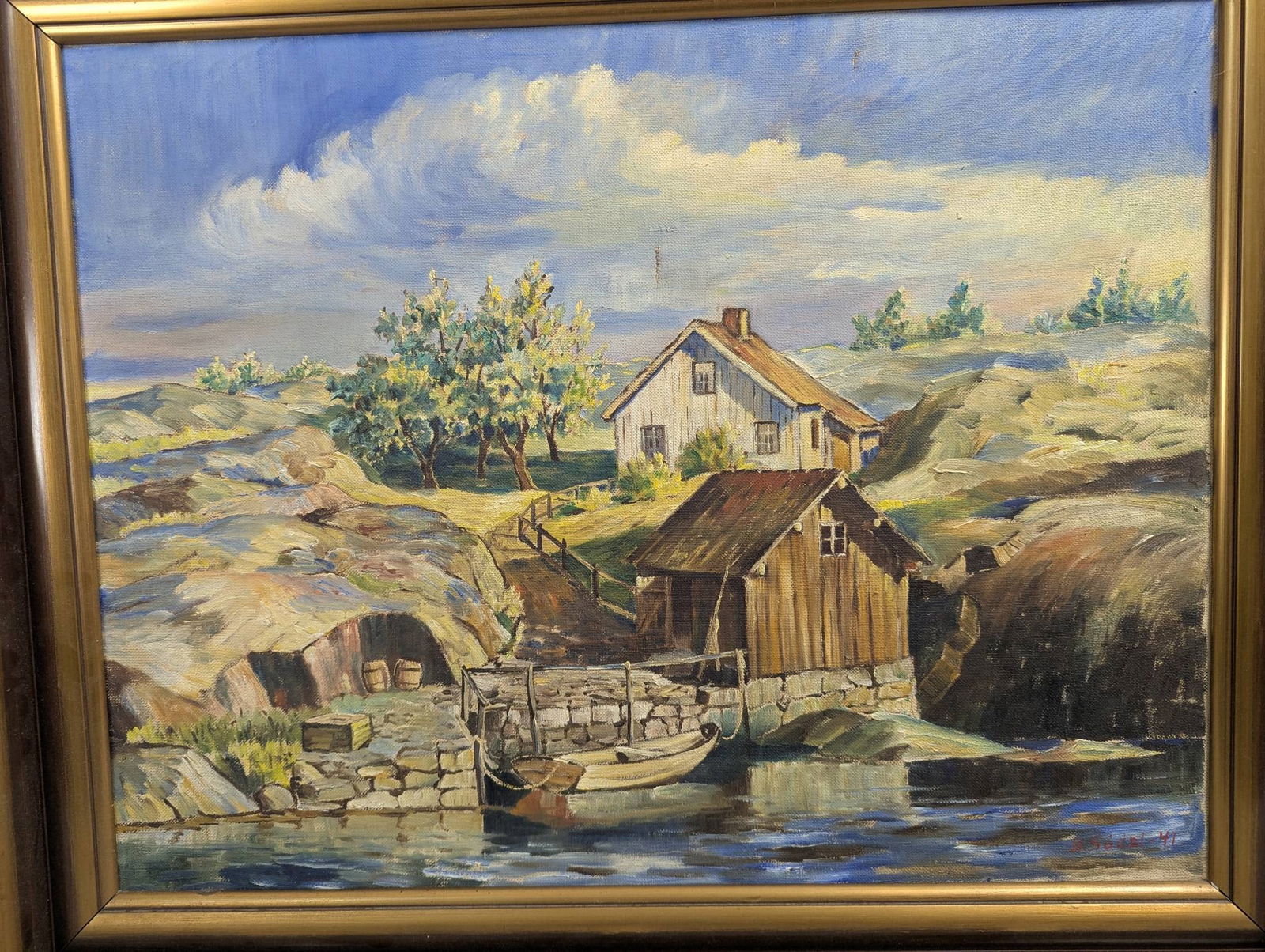 1941 Landscape Painting Signed B Sodal Depicting a Rustic Scene - 2
