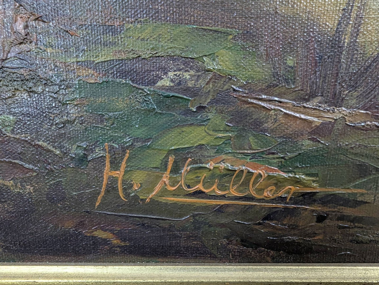 Signed H Muller Oil on Canvas Depicting a Mountainscape - 12