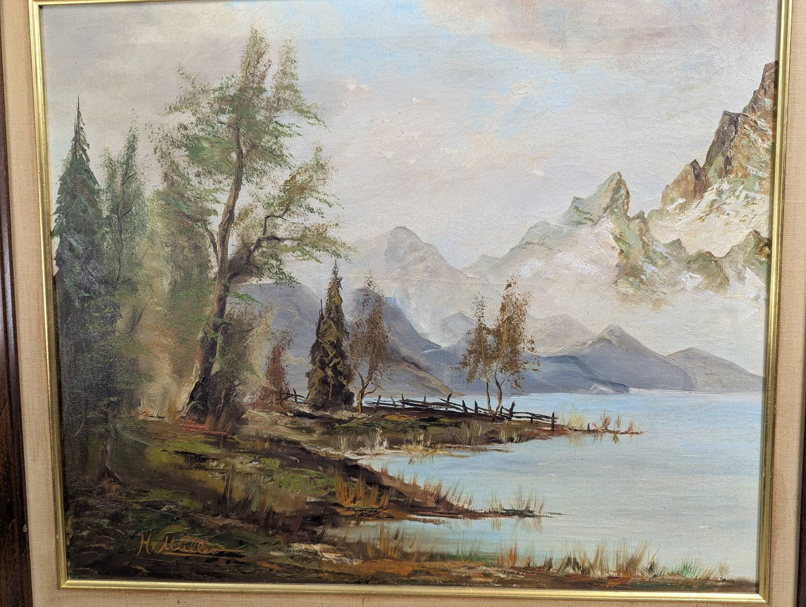 Signed H Muller Oil on Canvas Depicting a Mountainscape - 2