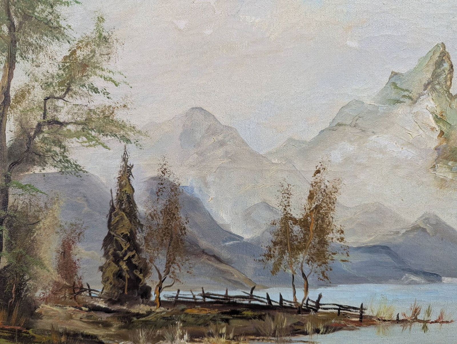 Signed H Muller Oil on Canvas Depicting a Mountainscape - 7