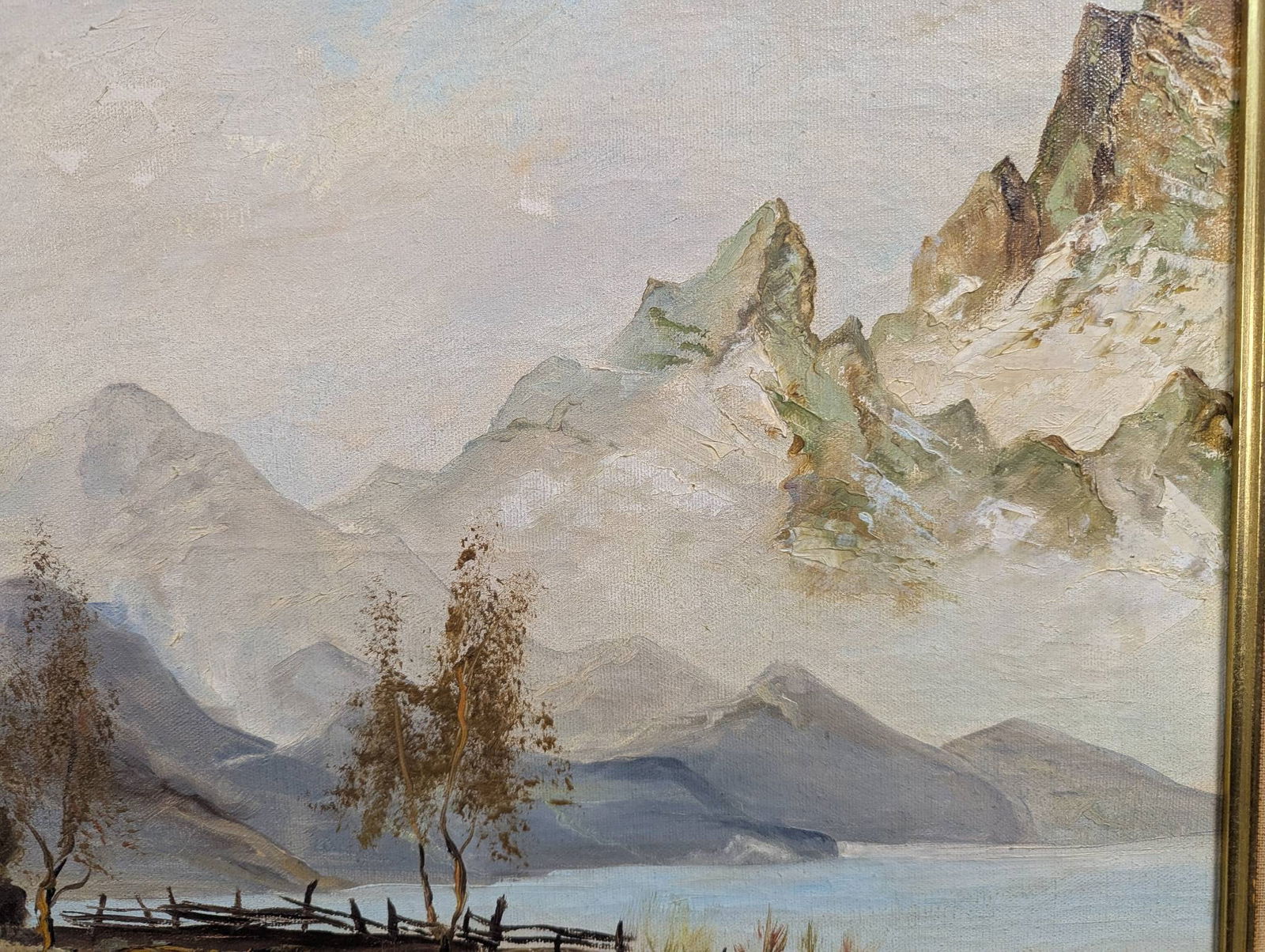 Signed H Muller Oil on Canvas Depicting a Mountainscape - 8