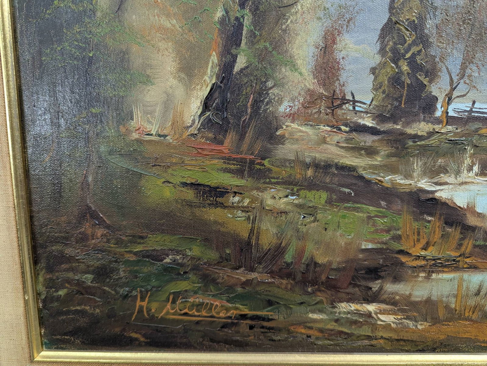 Signed H Muller Oil on Canvas Depicting a Mountainscape - 9