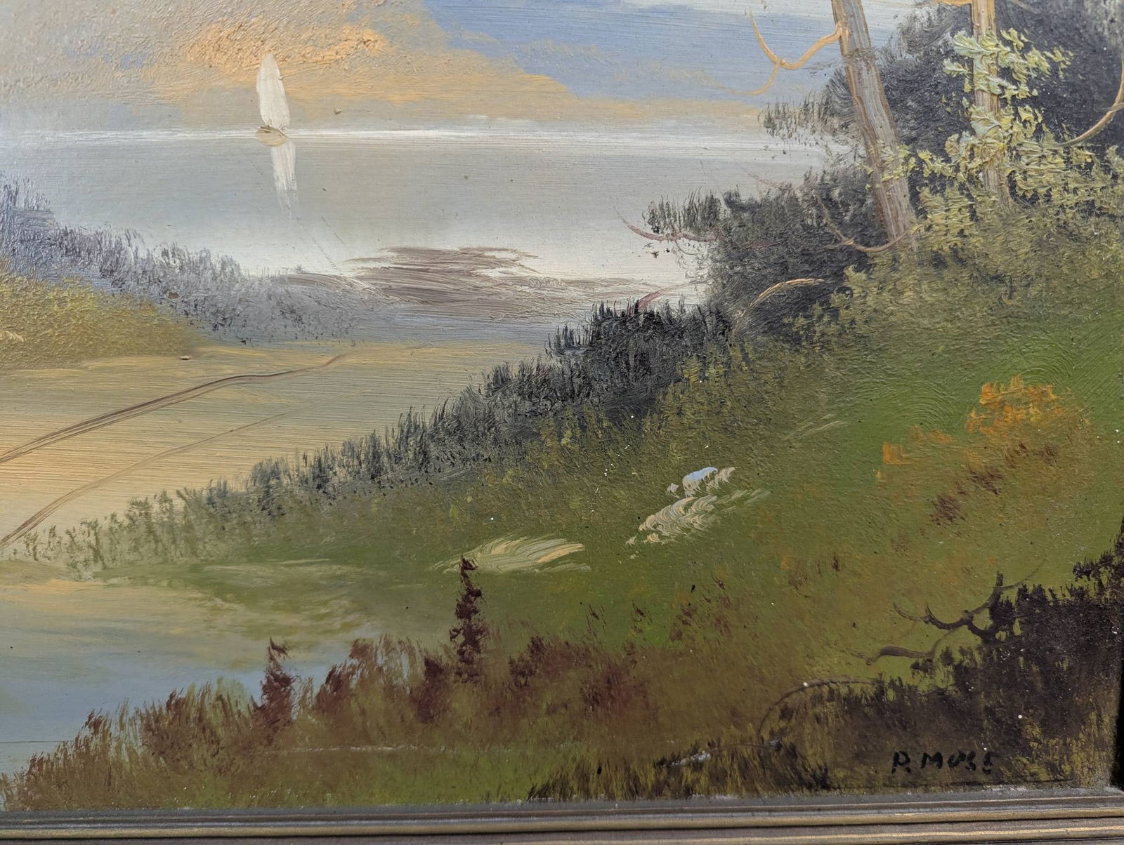 Oil Painting on Board Signed Lower Right R Mose Depicting a Landscape Scene - 8