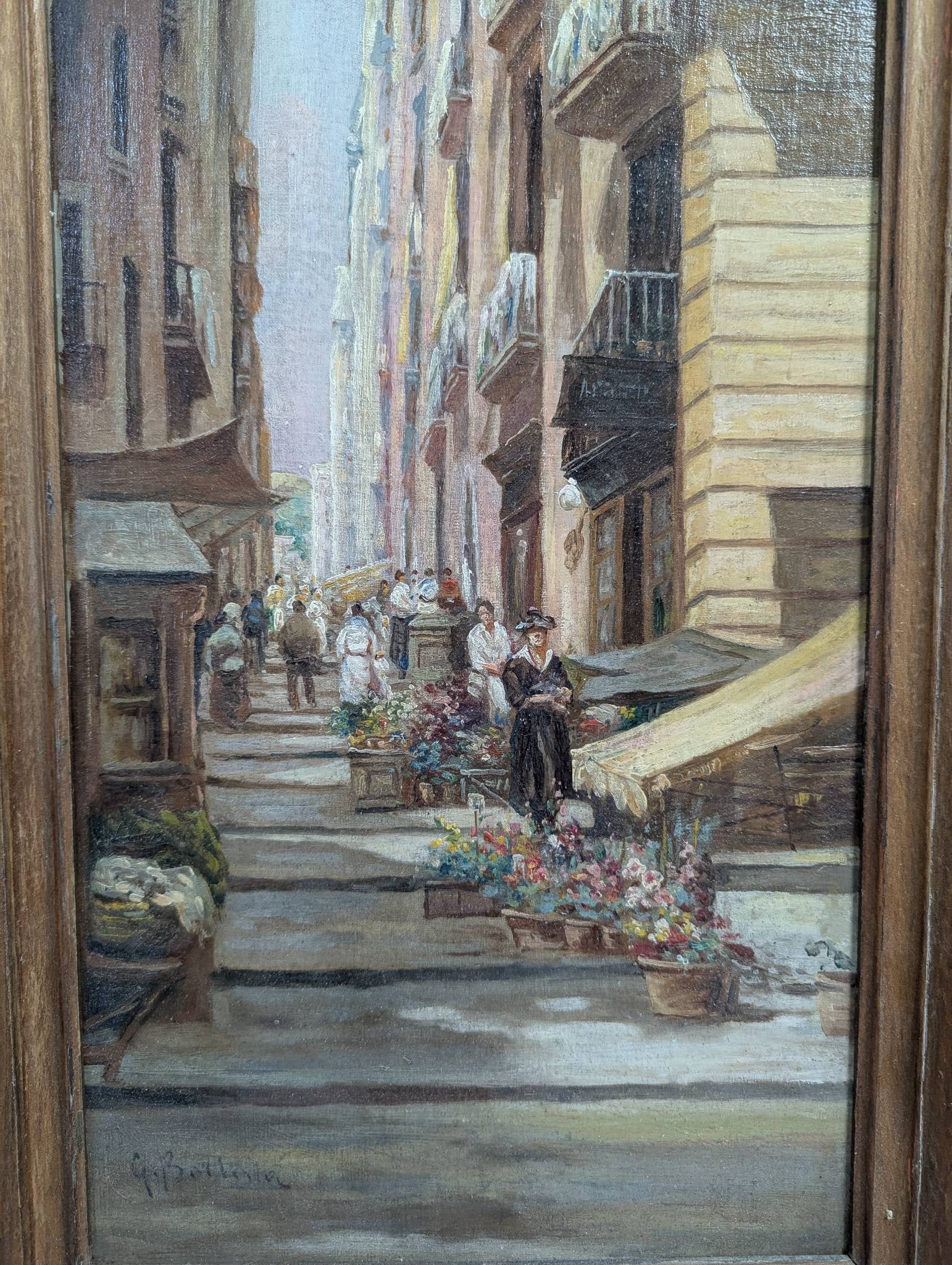 Giovanni Battista Oil on Board Depicting Naples Grandoise di Chiaia - 2