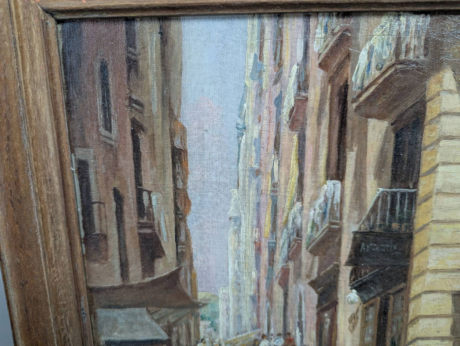 Giovanni Battista Oil on Board Depicting Naples Grandoise di Chiaia - 3