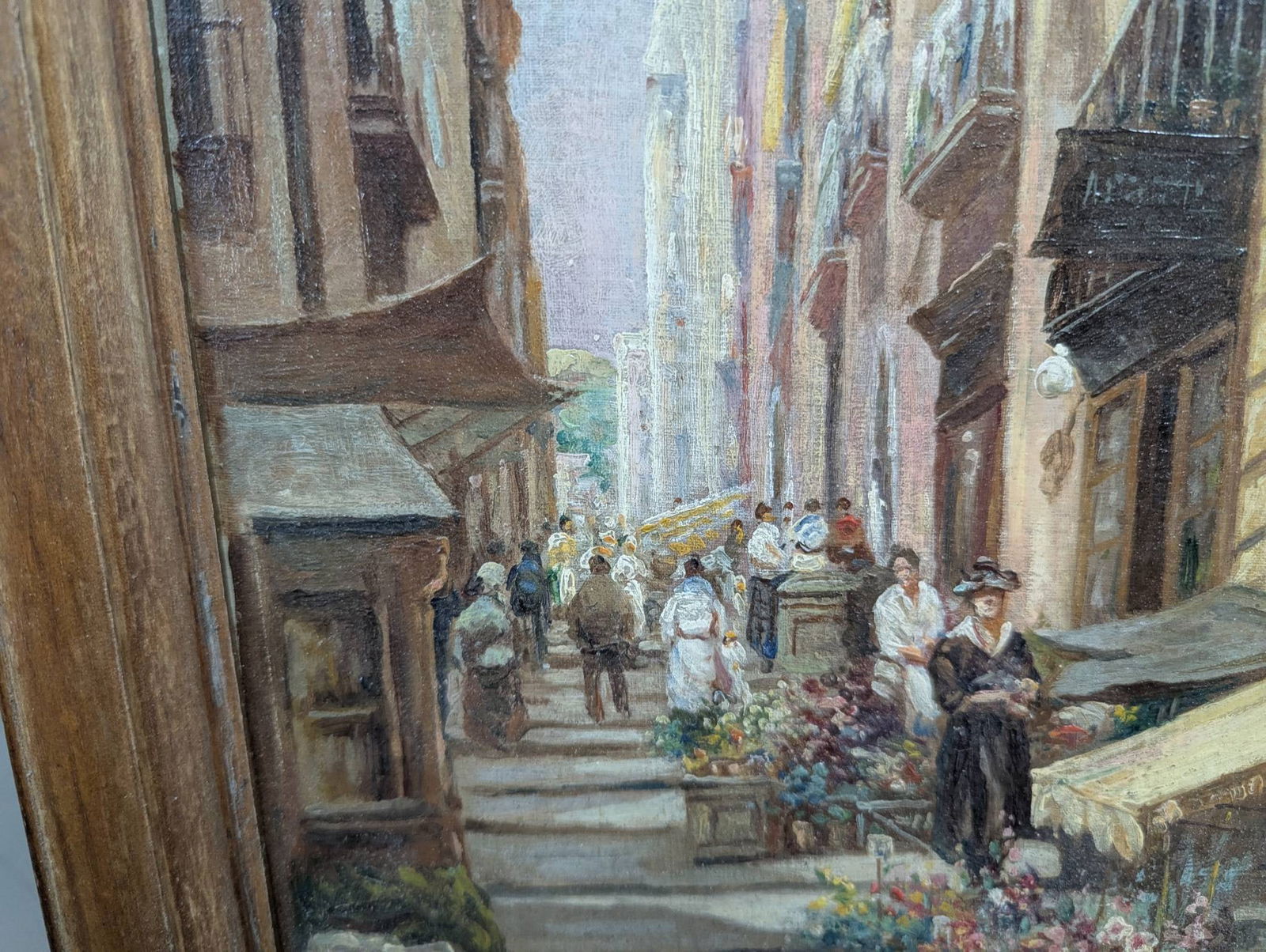 Giovanni Battista Oil on Board Depicting Naples Grandoise di Chiaia - 5