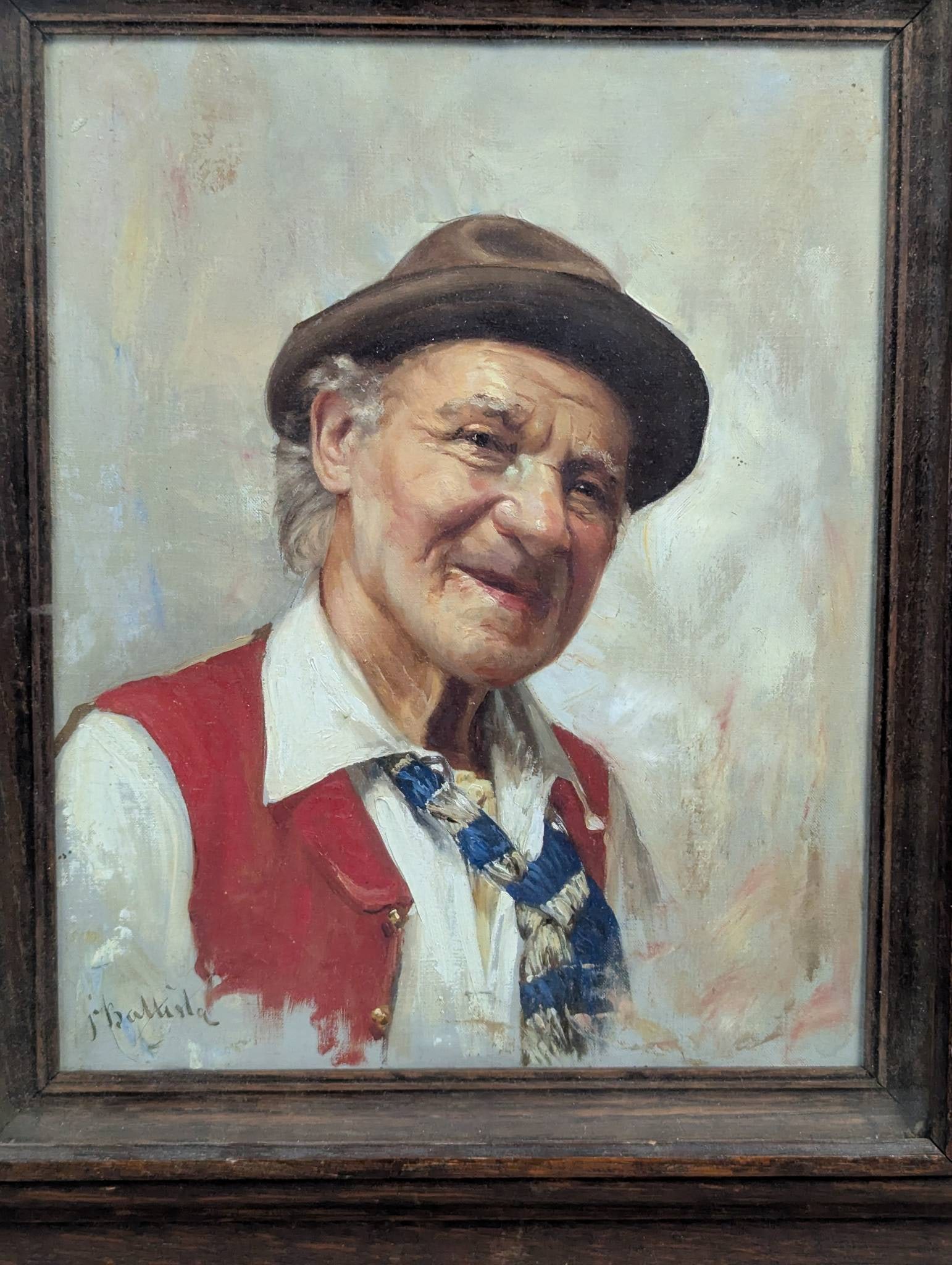 Portrait of Old Man by Giovanni Battista in Ornate Wooden Frame - 2