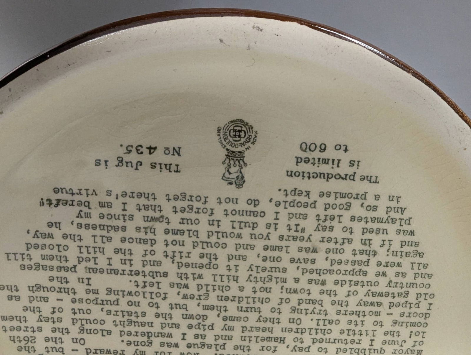 Large Royal Doulton The Pied Piper Collectible Jug No 435 - 8