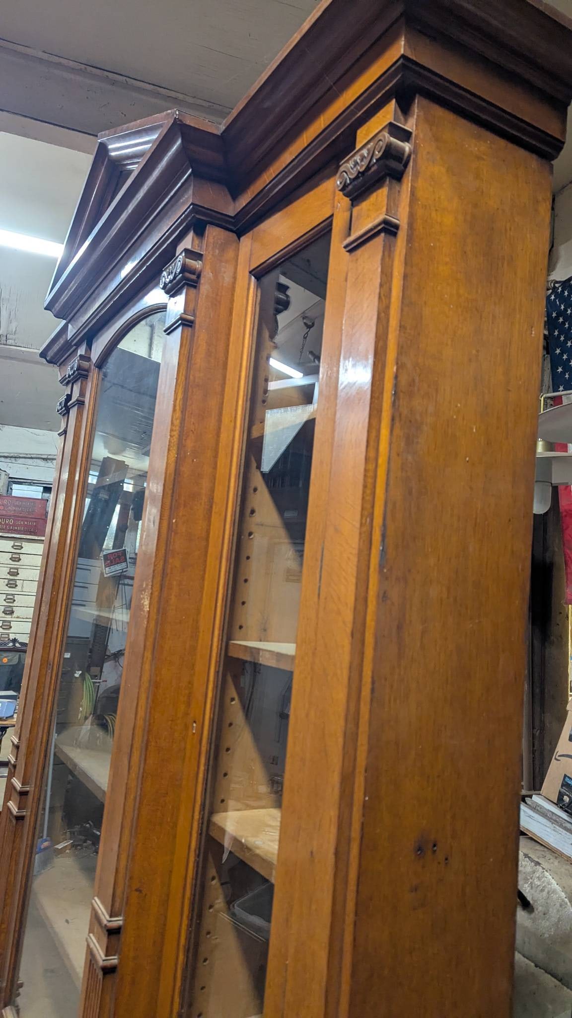Victorian Oak Library Bookcase Cabinet Circa 1890 English - 10