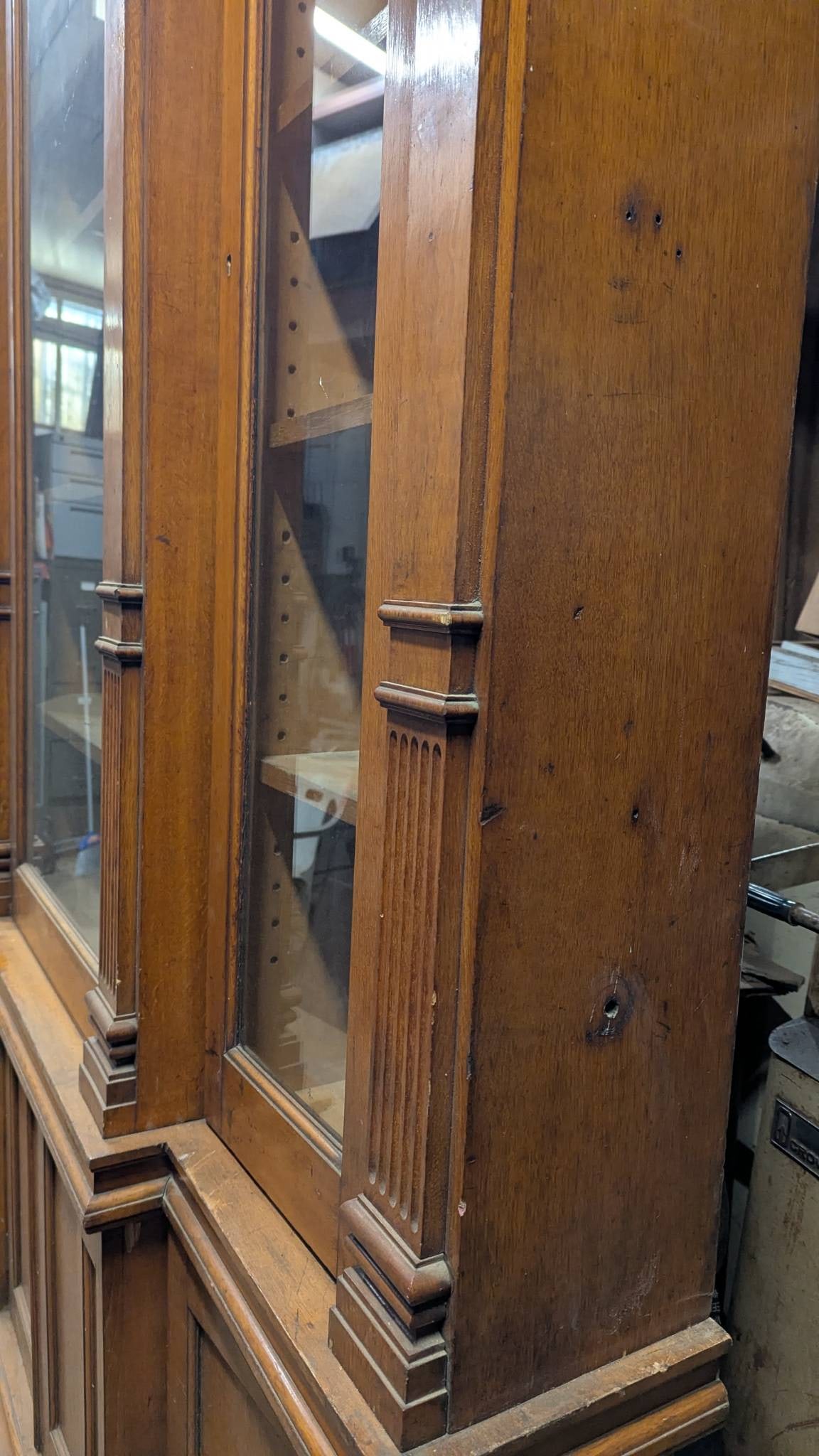 Victorian Oak Library Bookcase Cabinet Circa 1890 English - 11