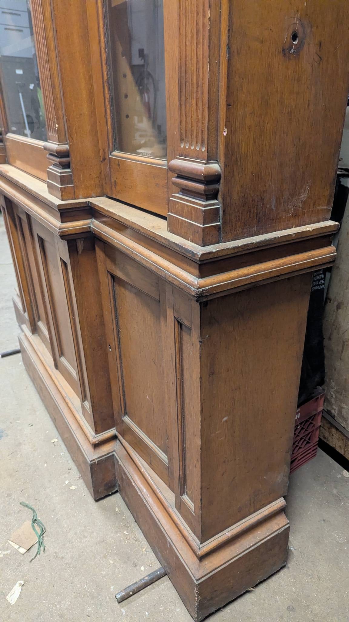 Victorian Oak Library Bookcase Cabinet Circa 1890 English - 12