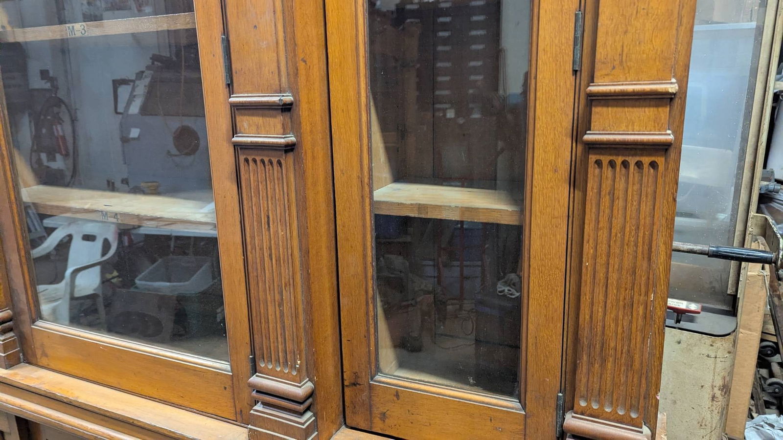 Victorian Oak Library Bookcase Cabinet Circa 1890 English - 3