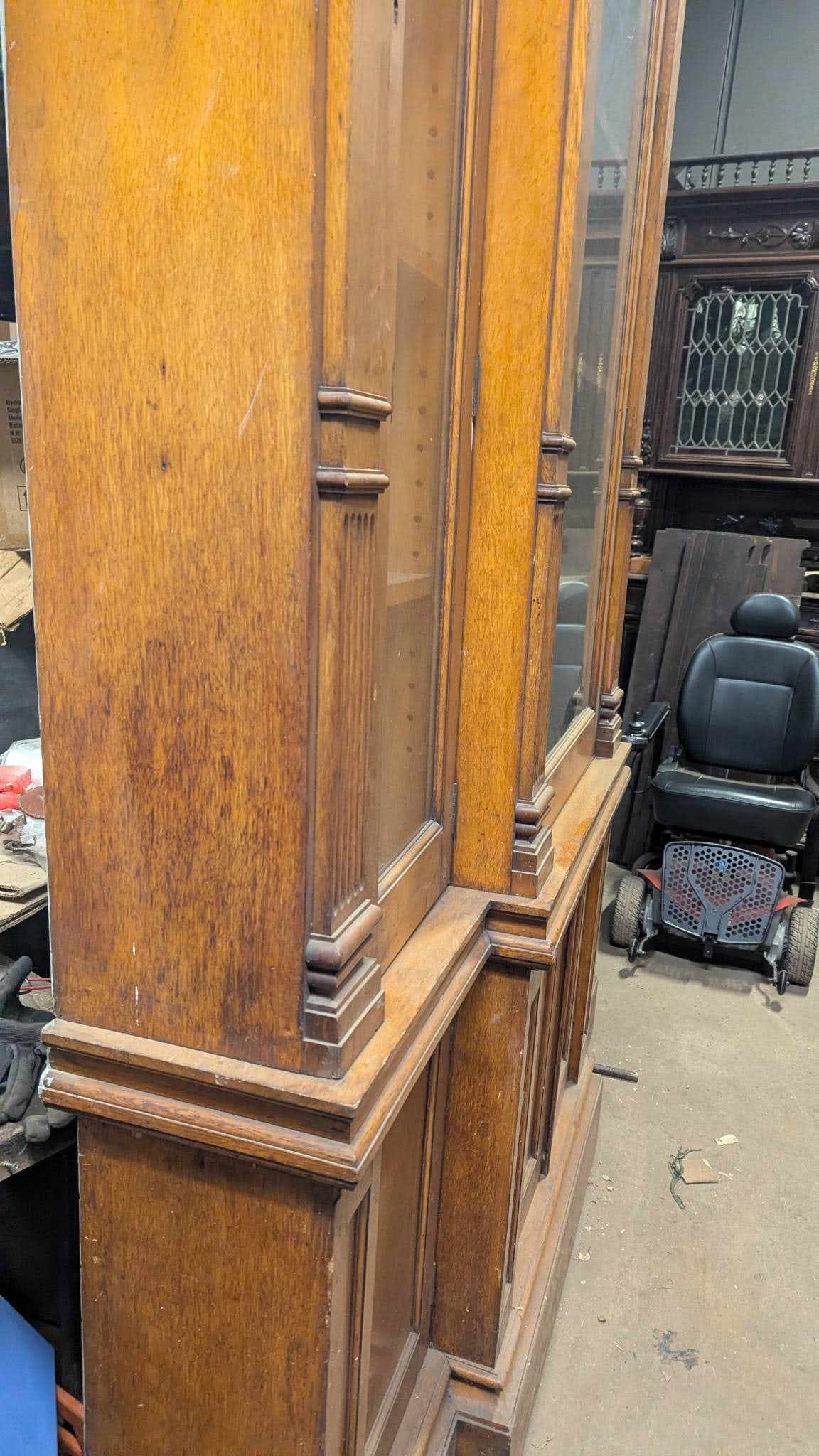 Victorian Oak Library Bookcase Cabinet Circa 1890 English - 8