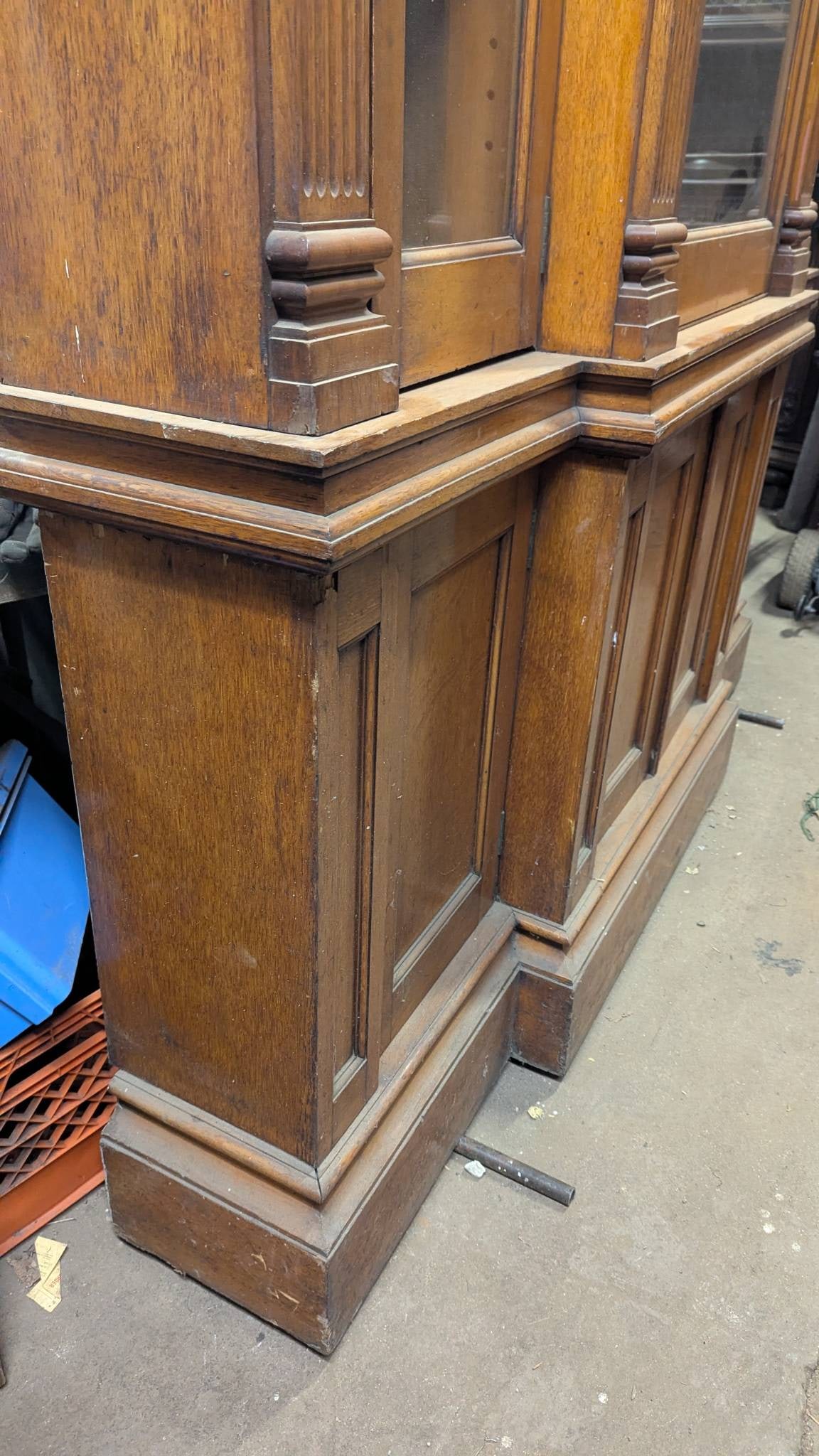 Victorian Oak Library Bookcase Cabinet Circa 1890 English - 9