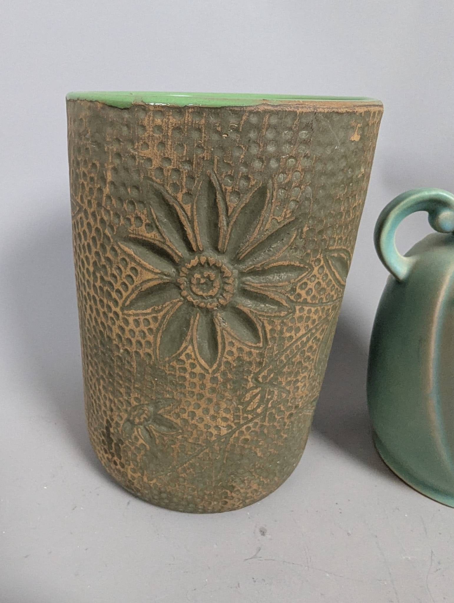 8 Vintage Art Pottery Pieces Including Red Wing and Roseville - 5