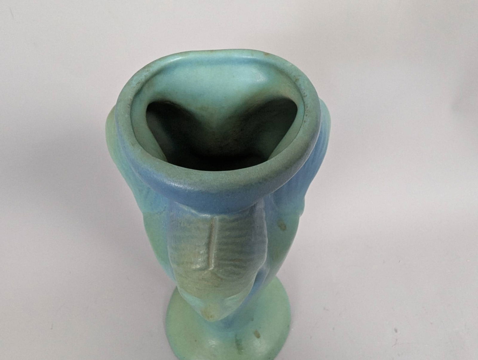 Van Briggle Indian Head Art Pottery Vase in Light Blue and Green Glaze - 4