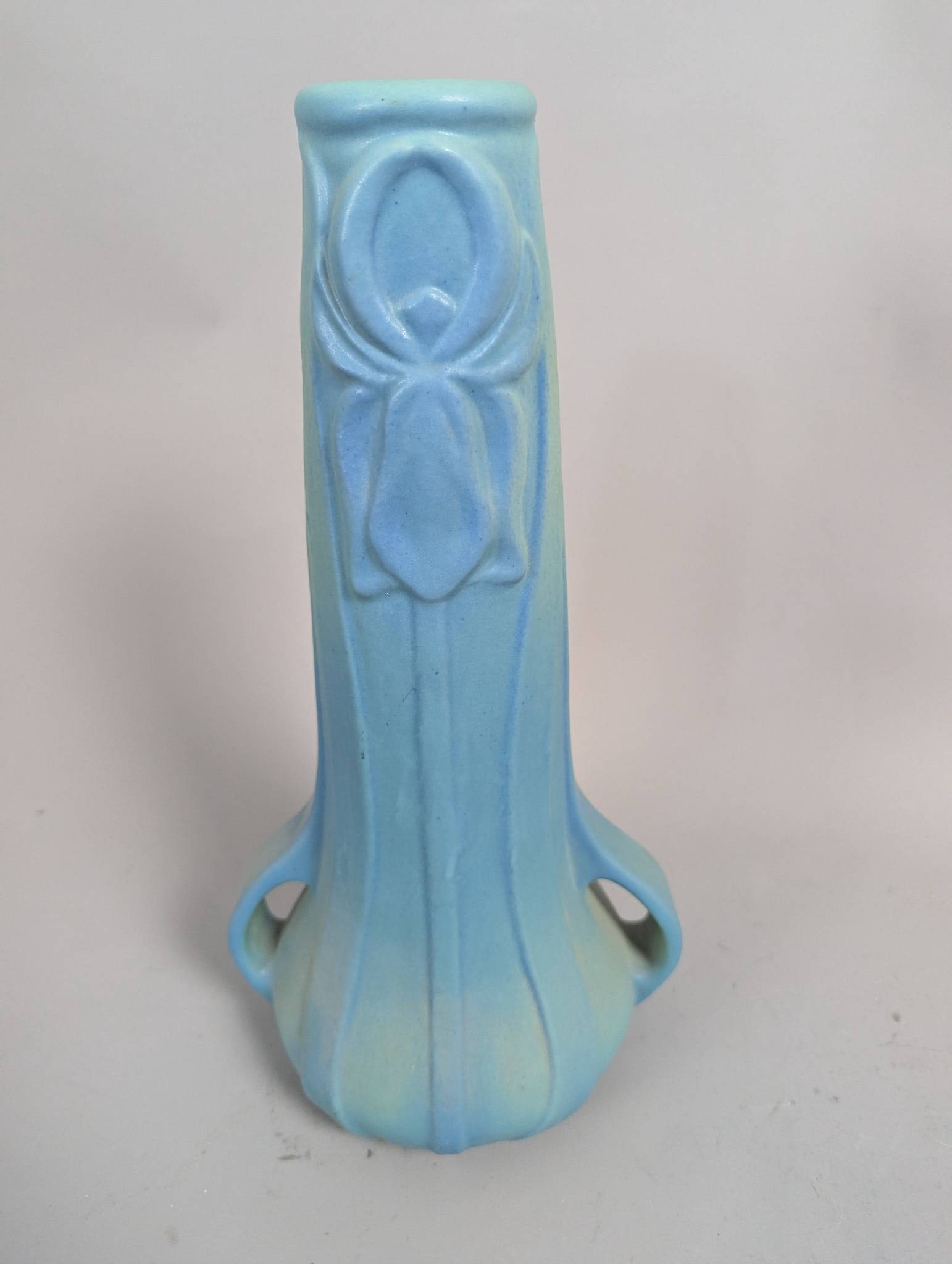 Van Briggle Iris Art Pottery Vase in Ming Blue with Matte Glaze - 4