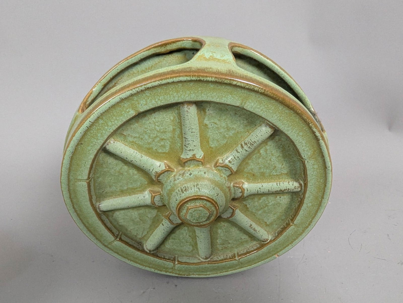 6 Art Pottery Items by Frankoma in Green and Brown Glaze - 13