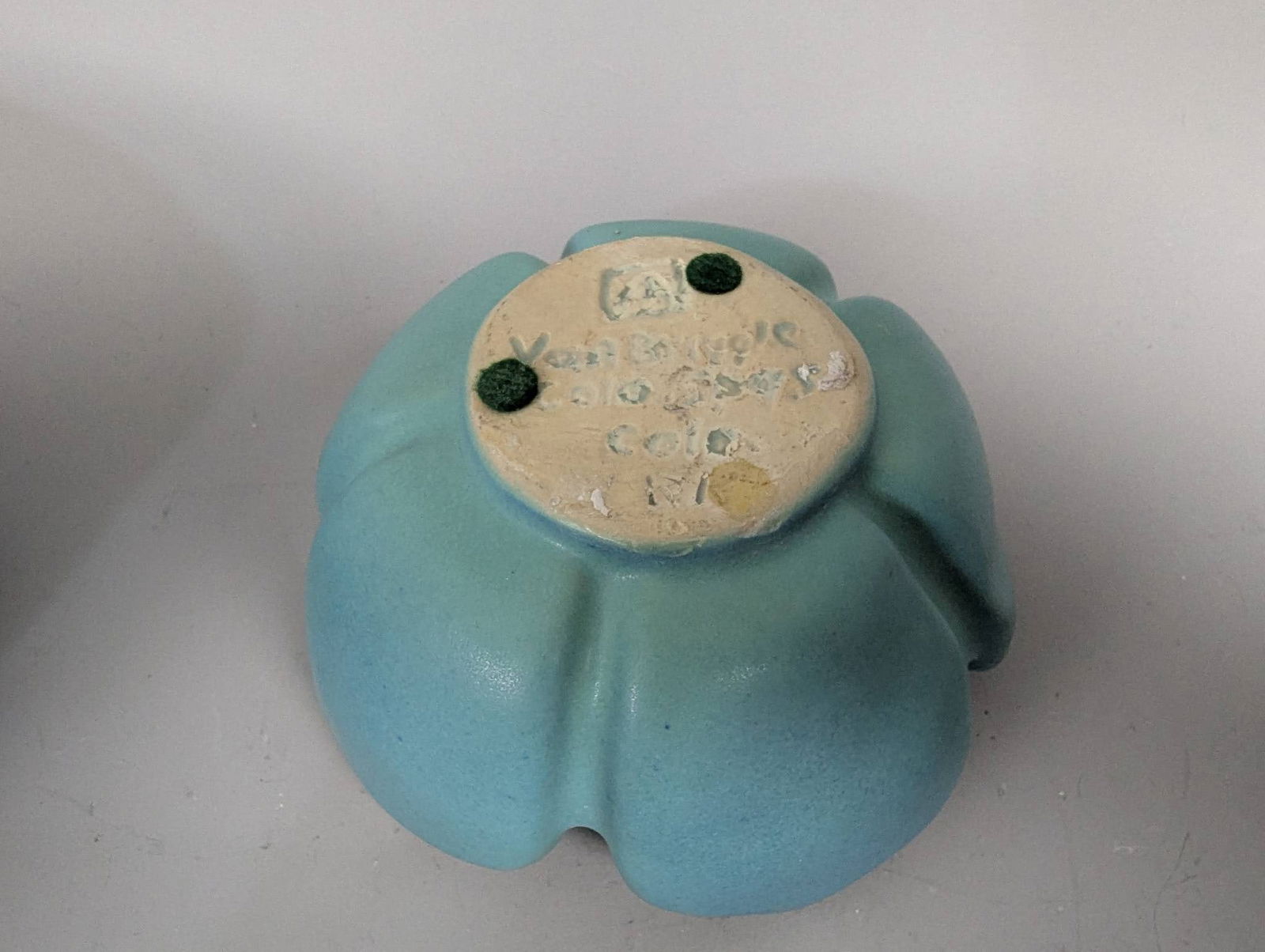 Van Briggle Pottery Lot Including Bowls Candlestick Holders and Flower Frog - 5