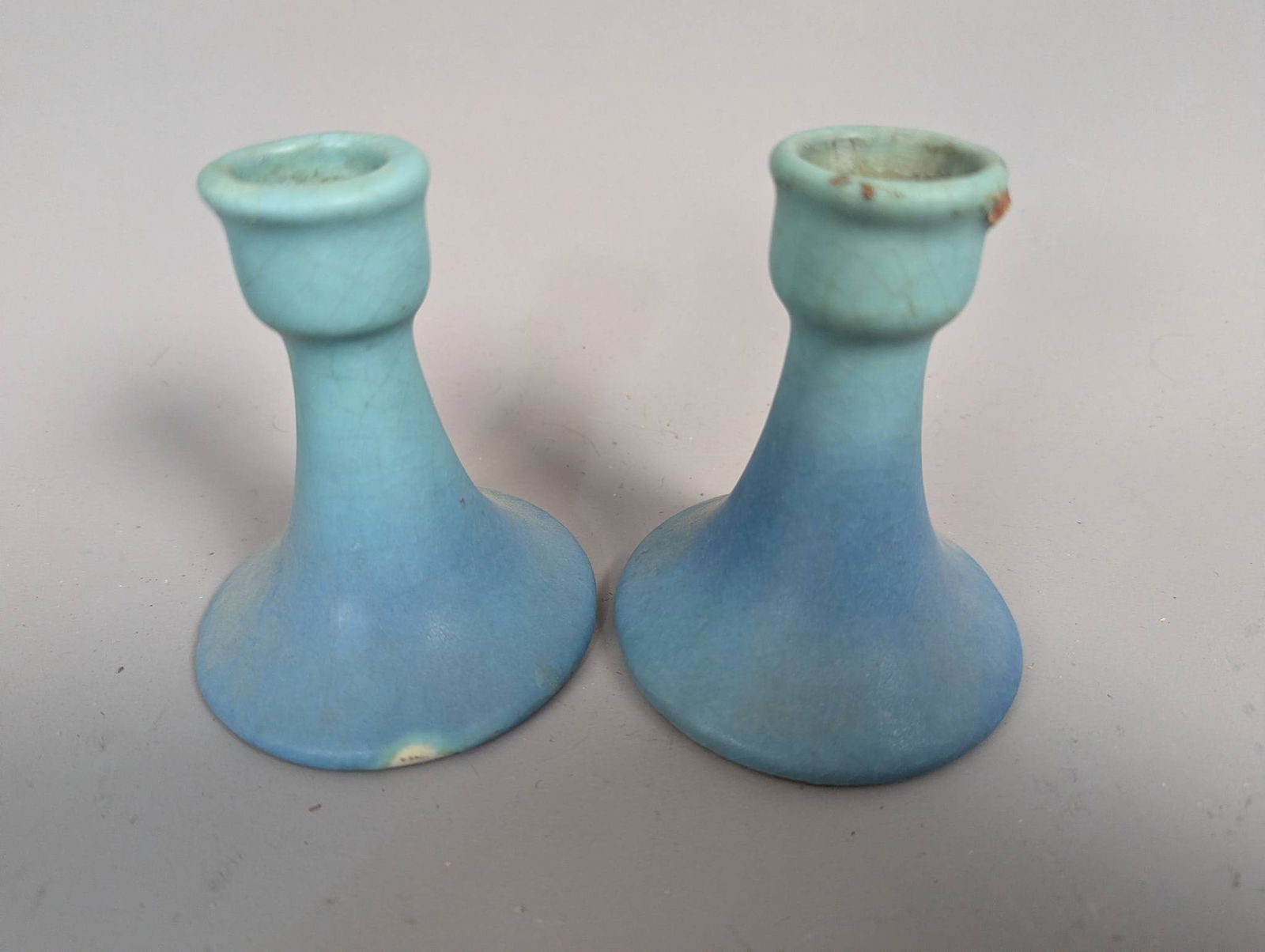 Van Briggle Pottery Lot Including Bowls Candlestick Holders and Flower Frog - 8