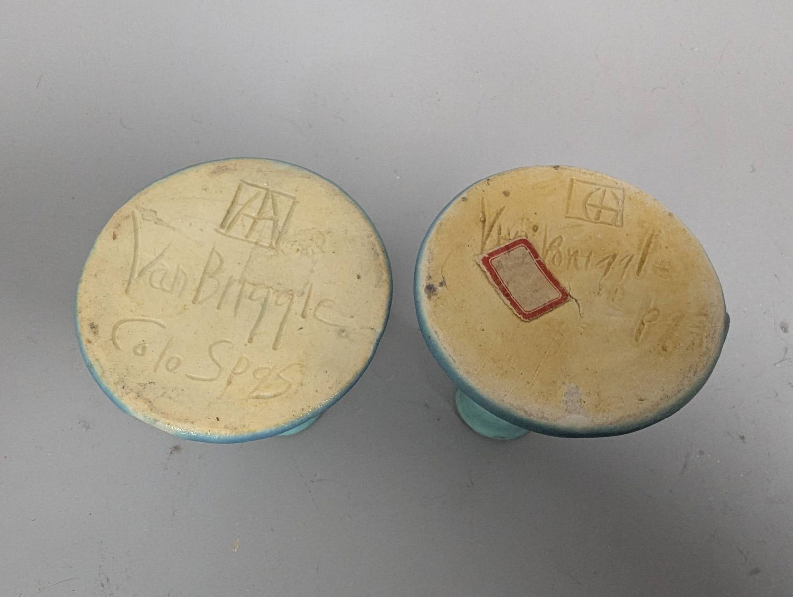 Van Briggle Pottery Lot Including Bowls Candlestick Holders and Flower Frog - 9