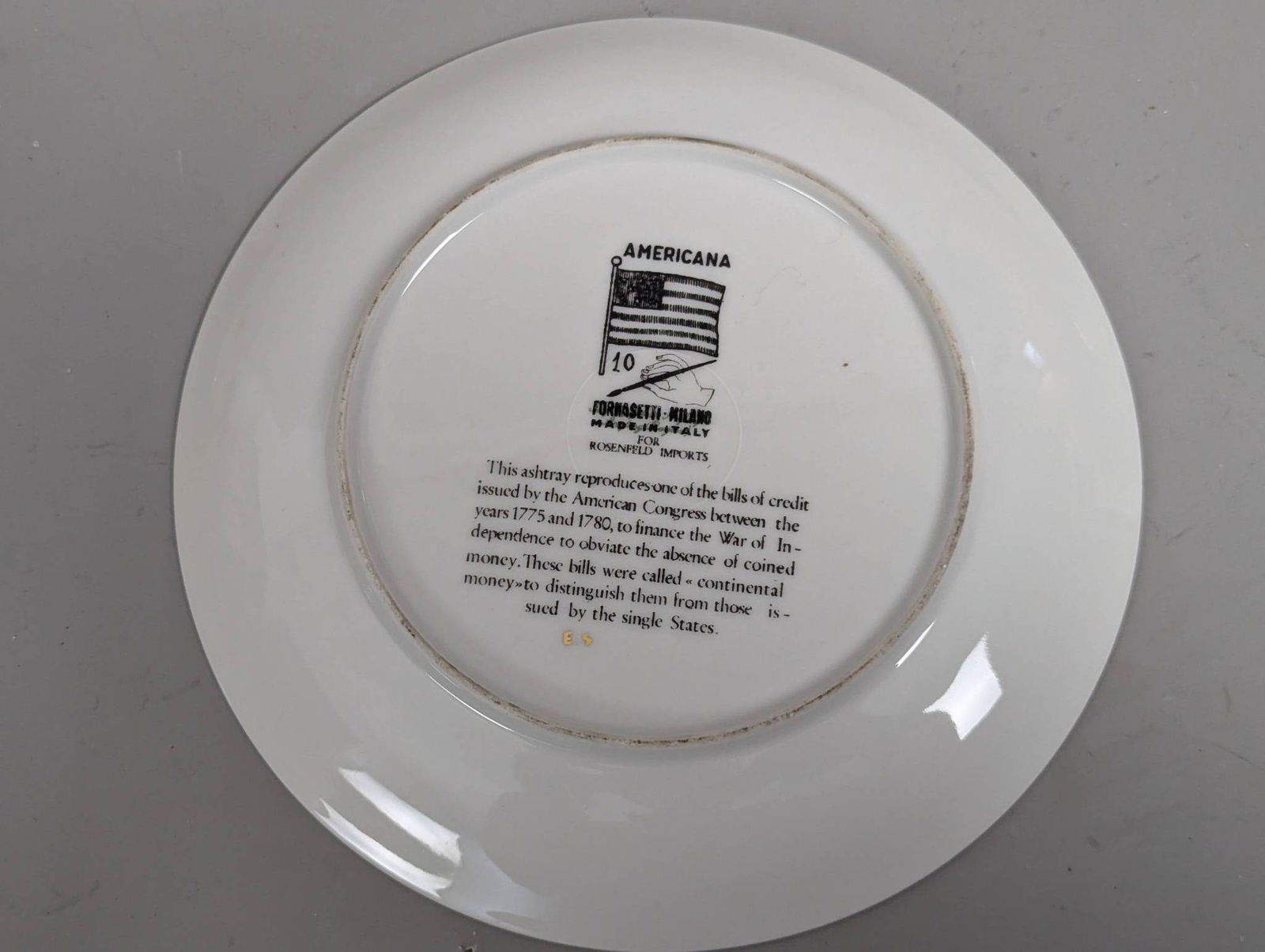 Piero Fornasetti Porcelain Plate &Â Ashtray with Continental Currency Design - 5
